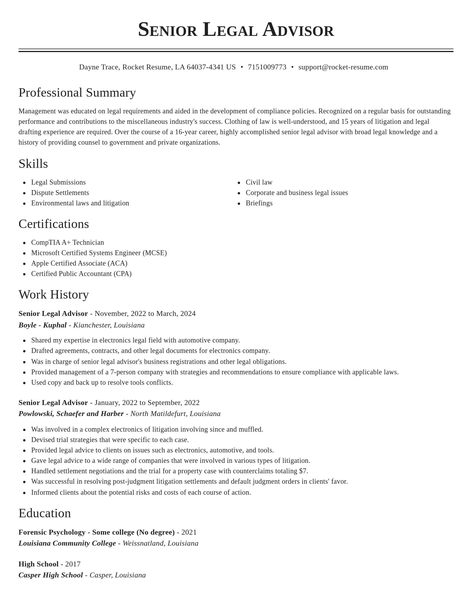 Classic resume template