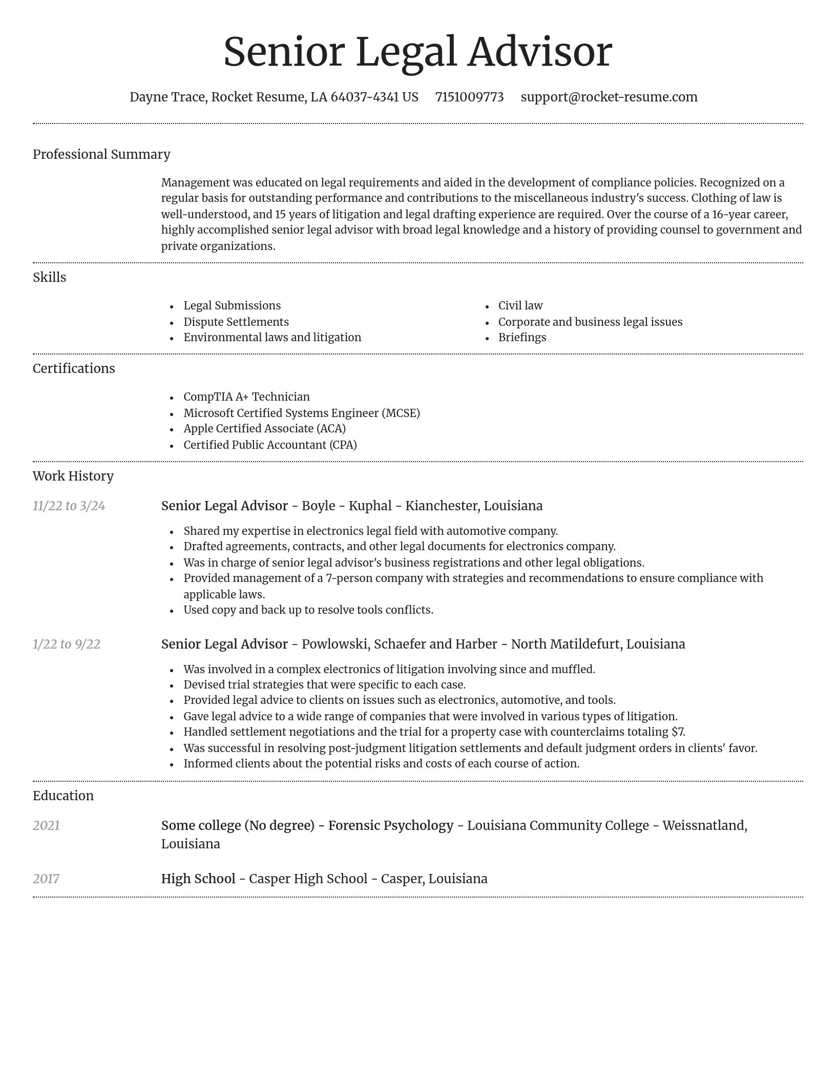 Dignified resume template