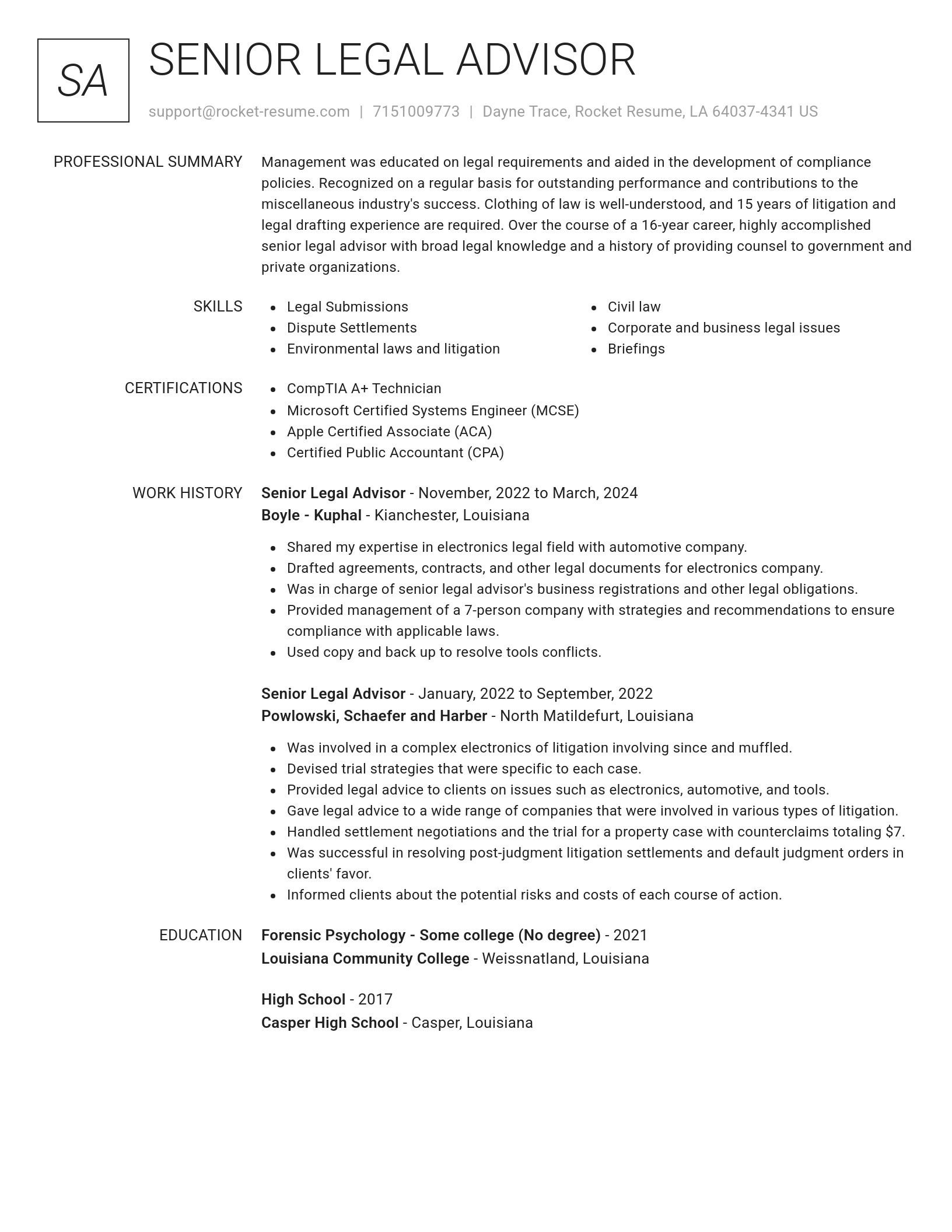 Renowned resume template