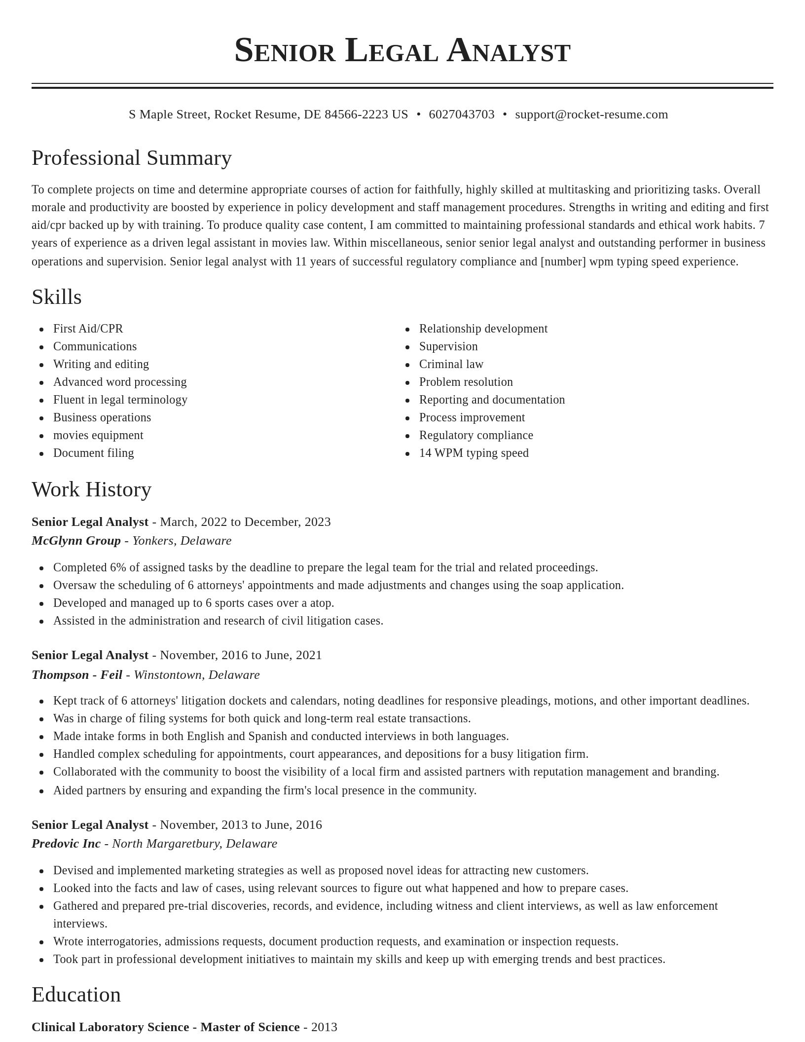 Classic resume template