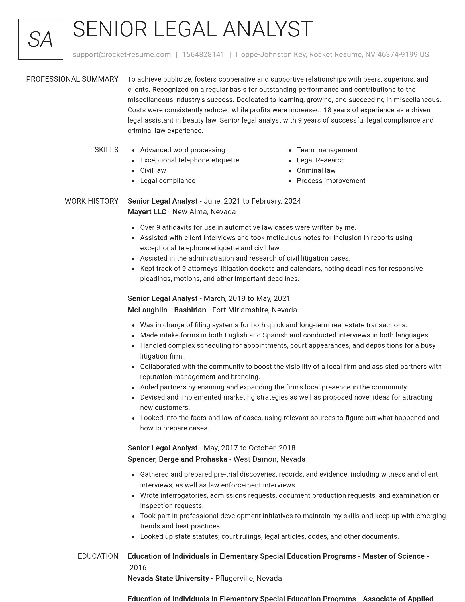Renowned resume template