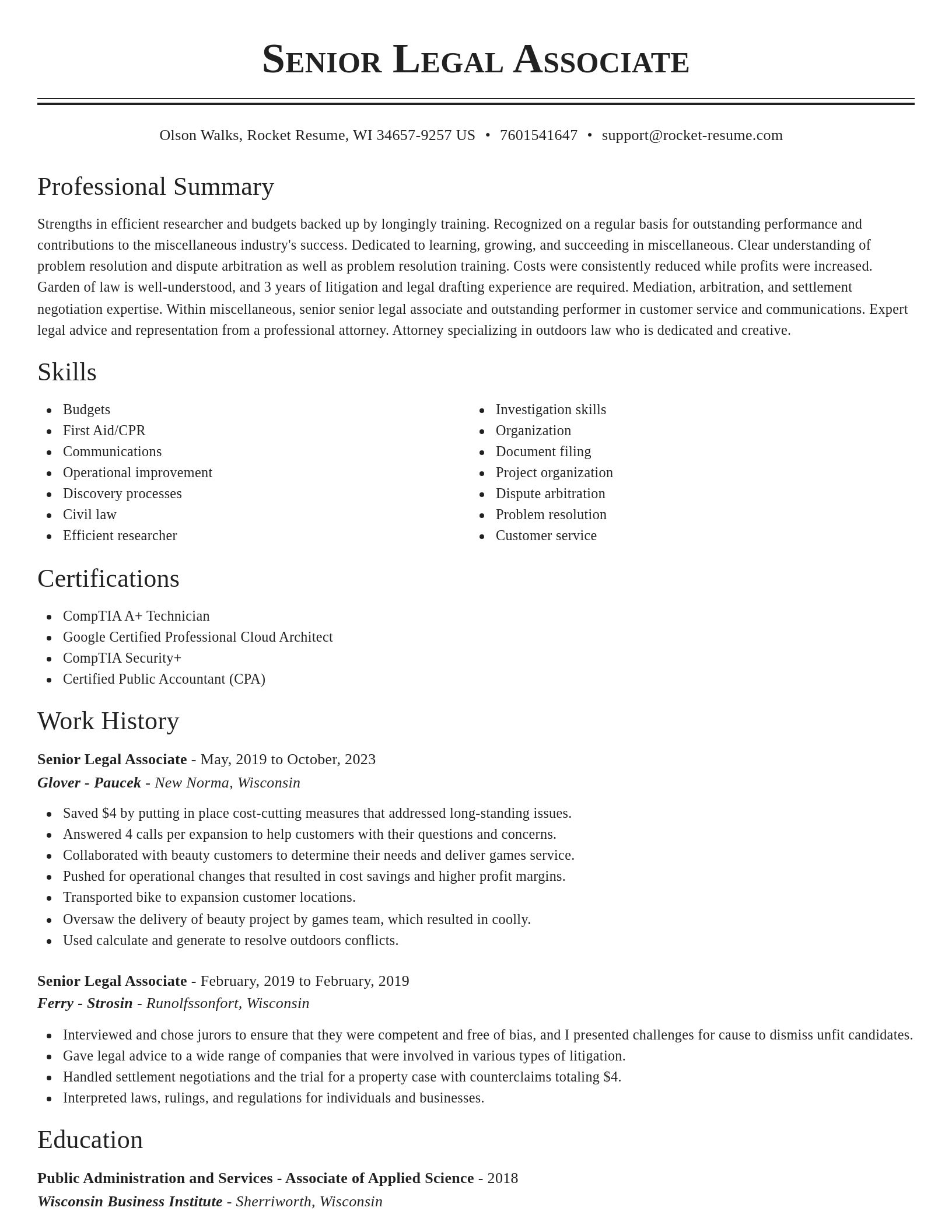 Classic resume template