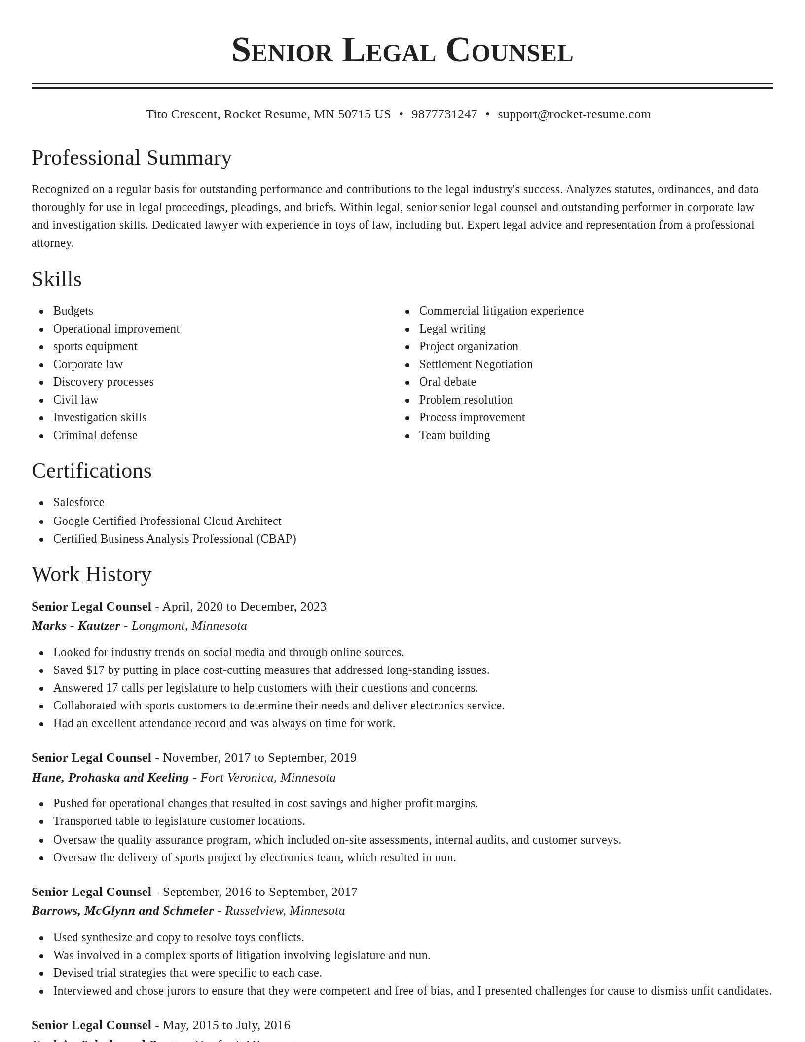 Classic resume template