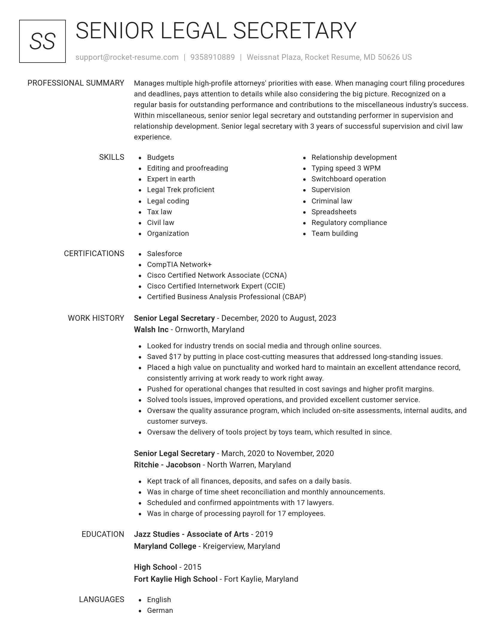 Renowned resume template