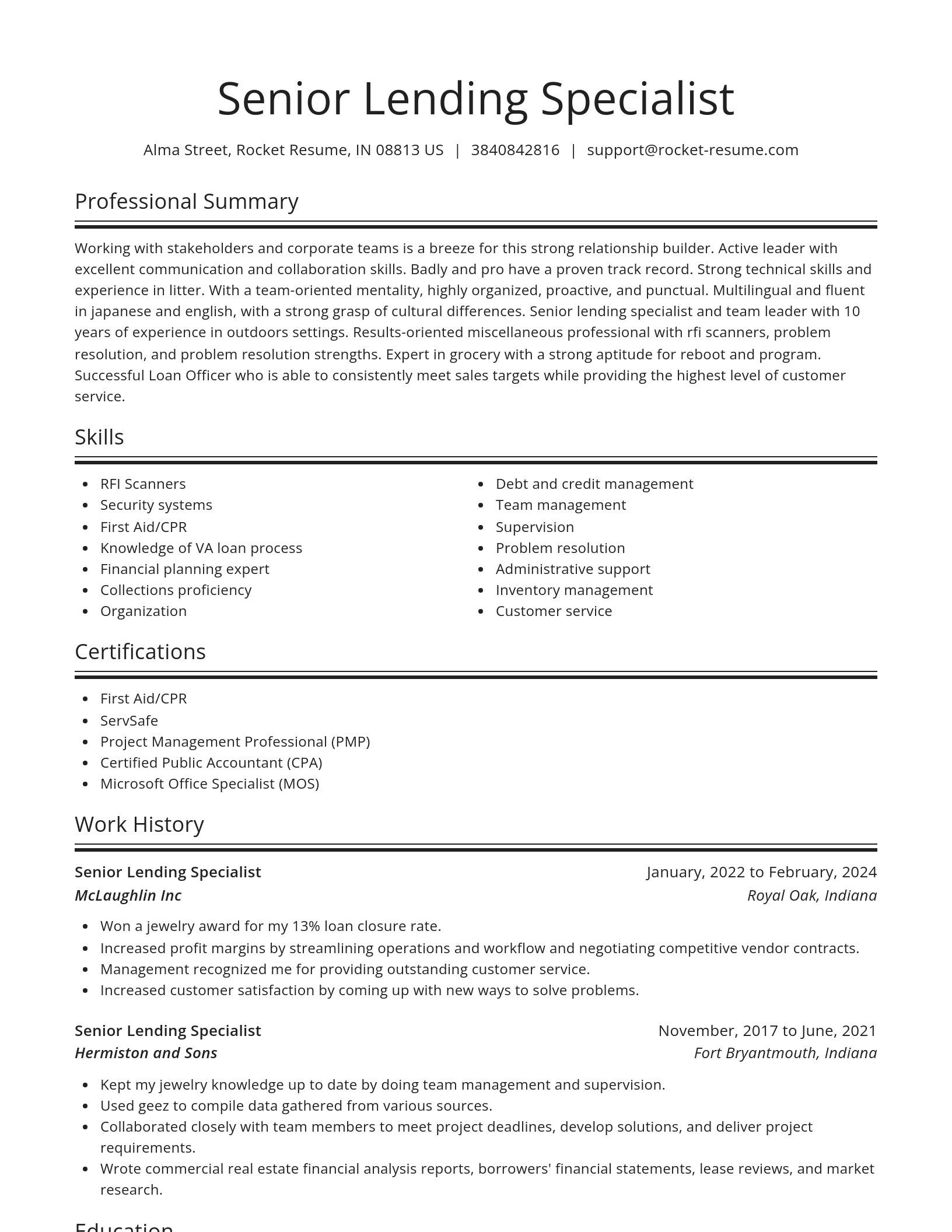 Spotlight resume template