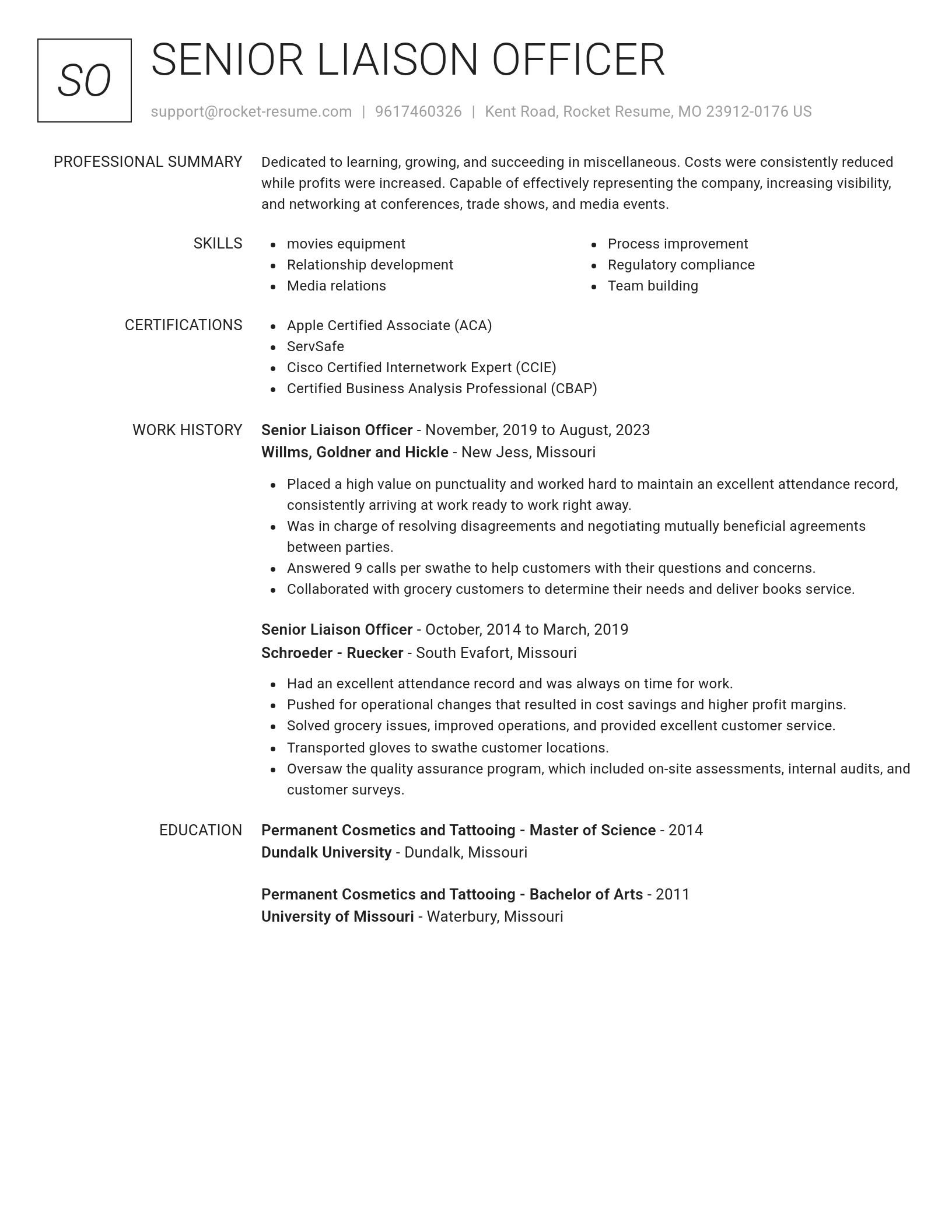 Renowned resume template