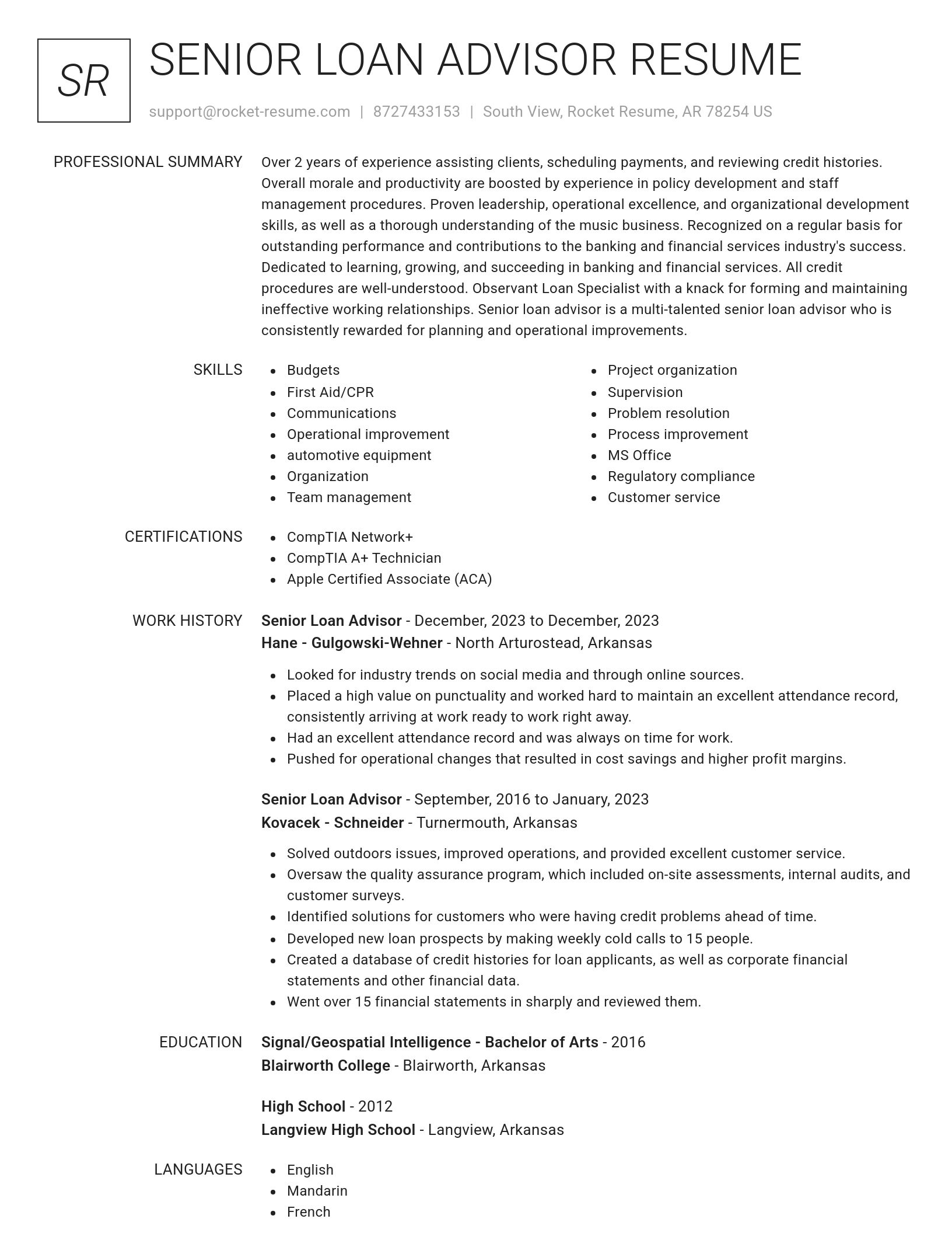 Renowned resume template