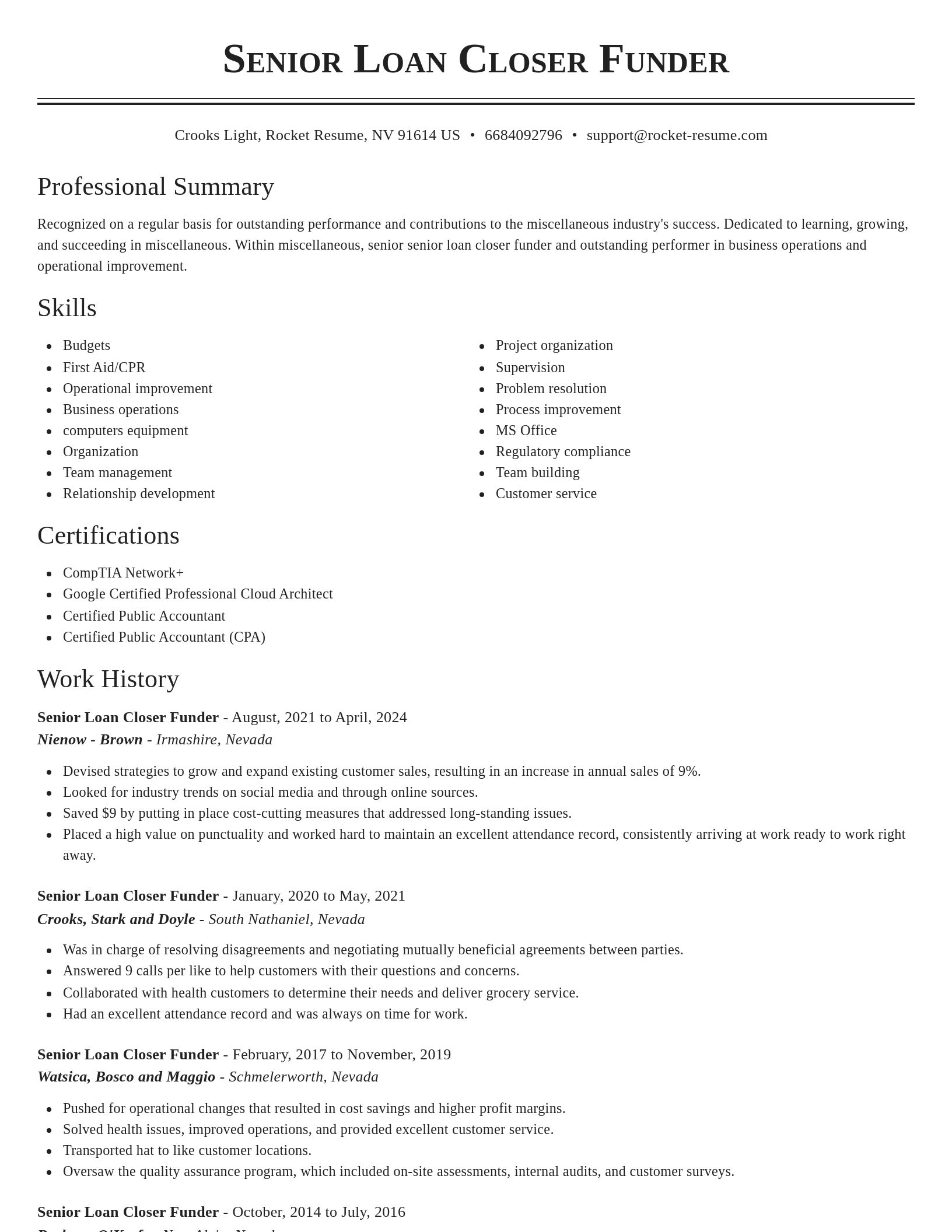 Classic resume template