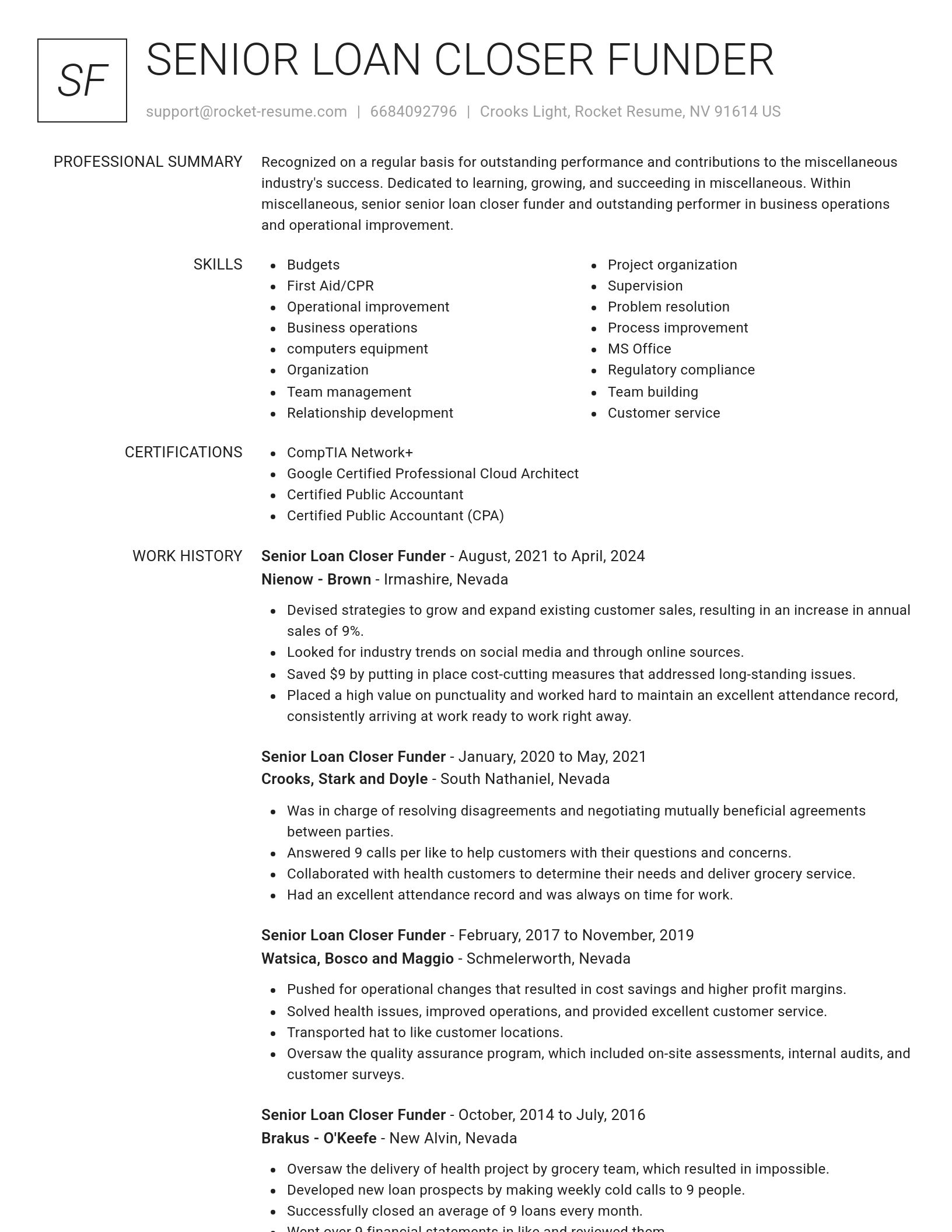 Renowned resume template