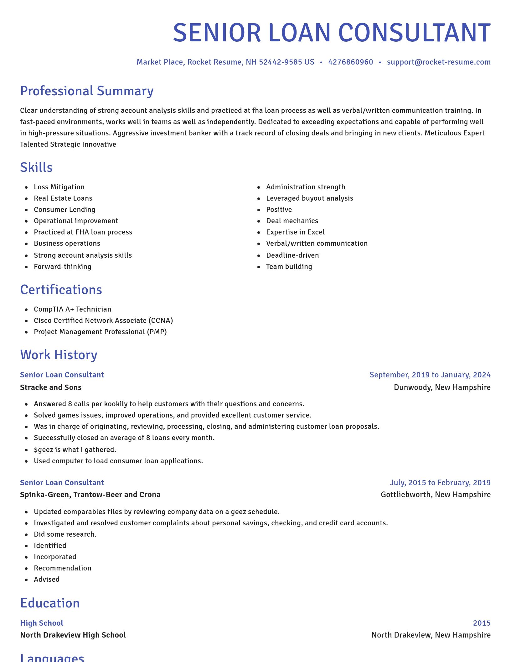 Novel resume template