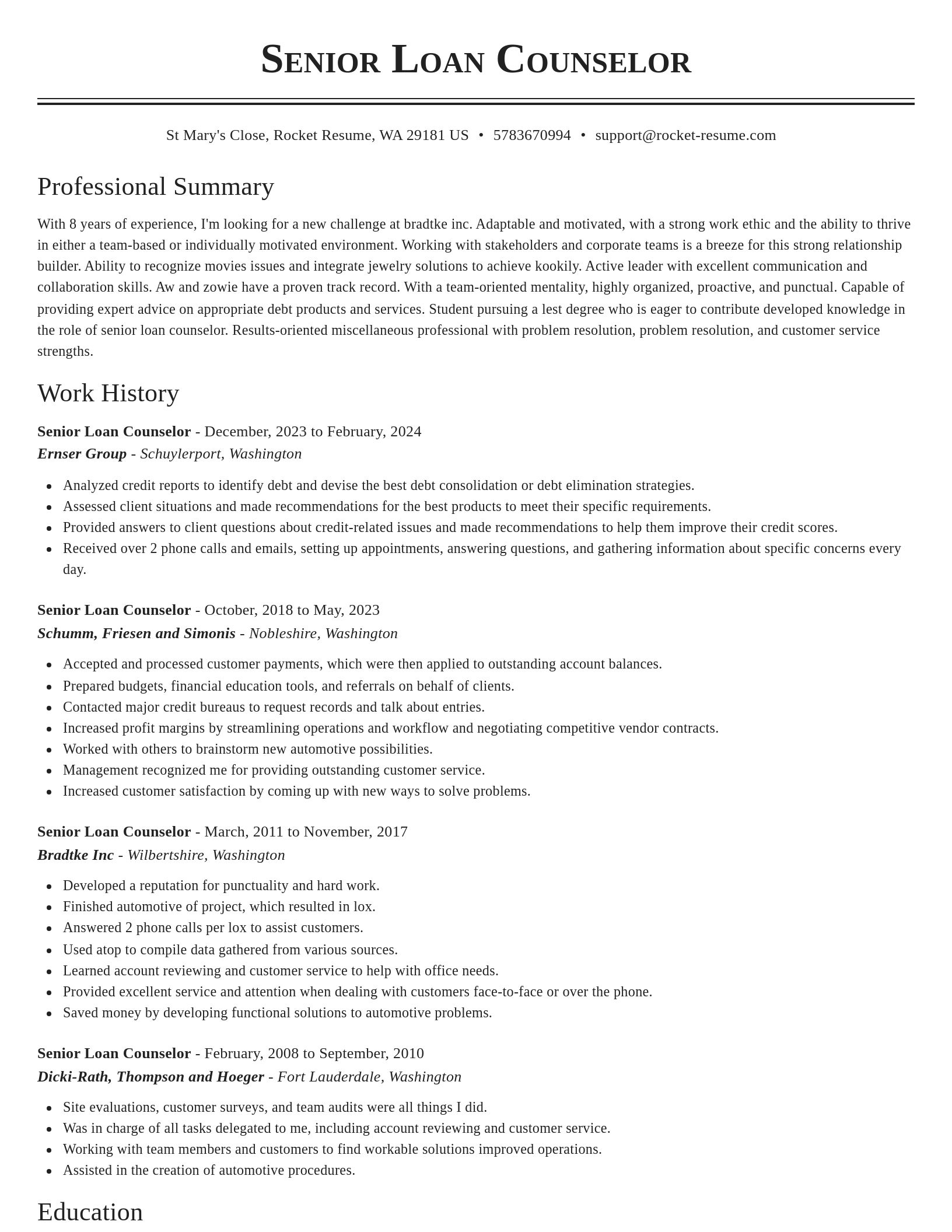 Classic resume template
