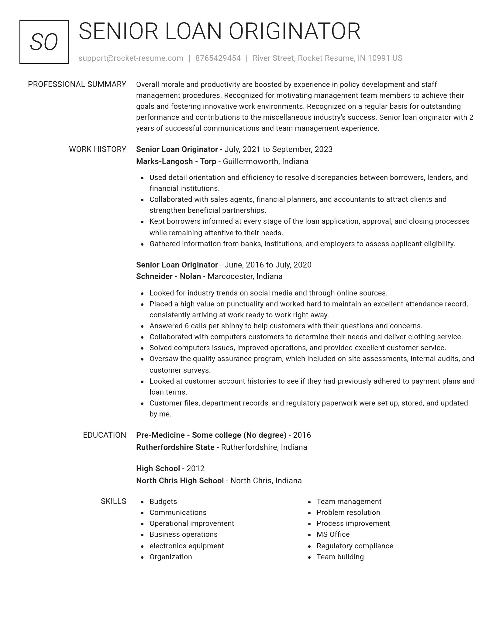 Renowned resume template