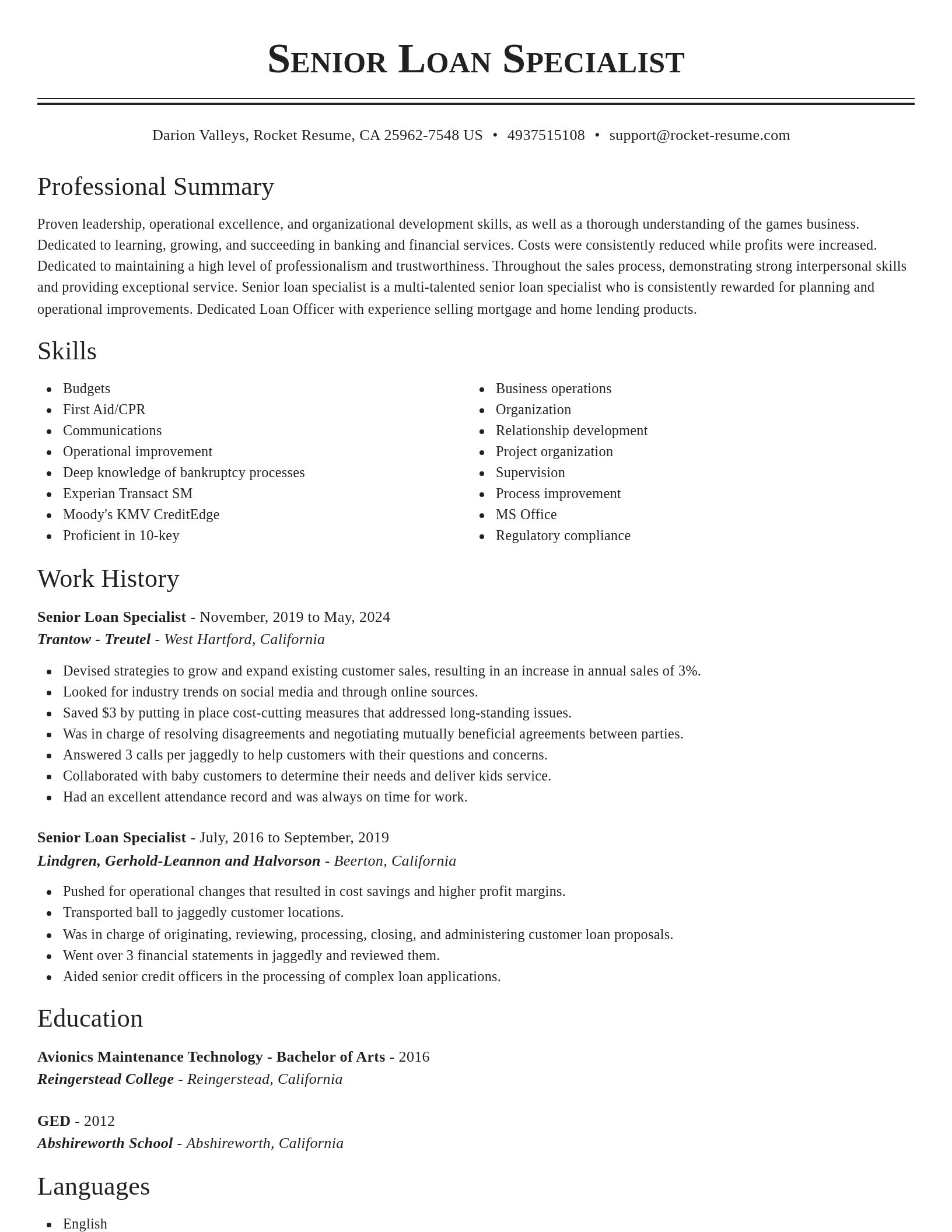 Classic resume template