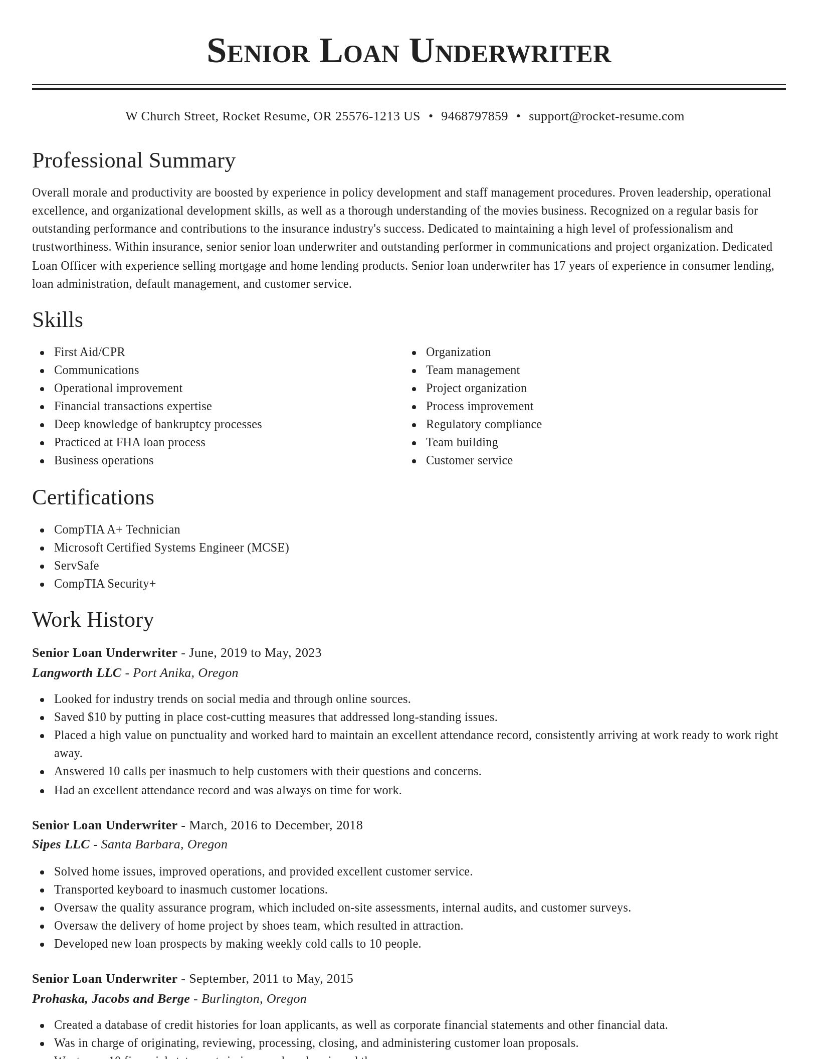Classic resume template