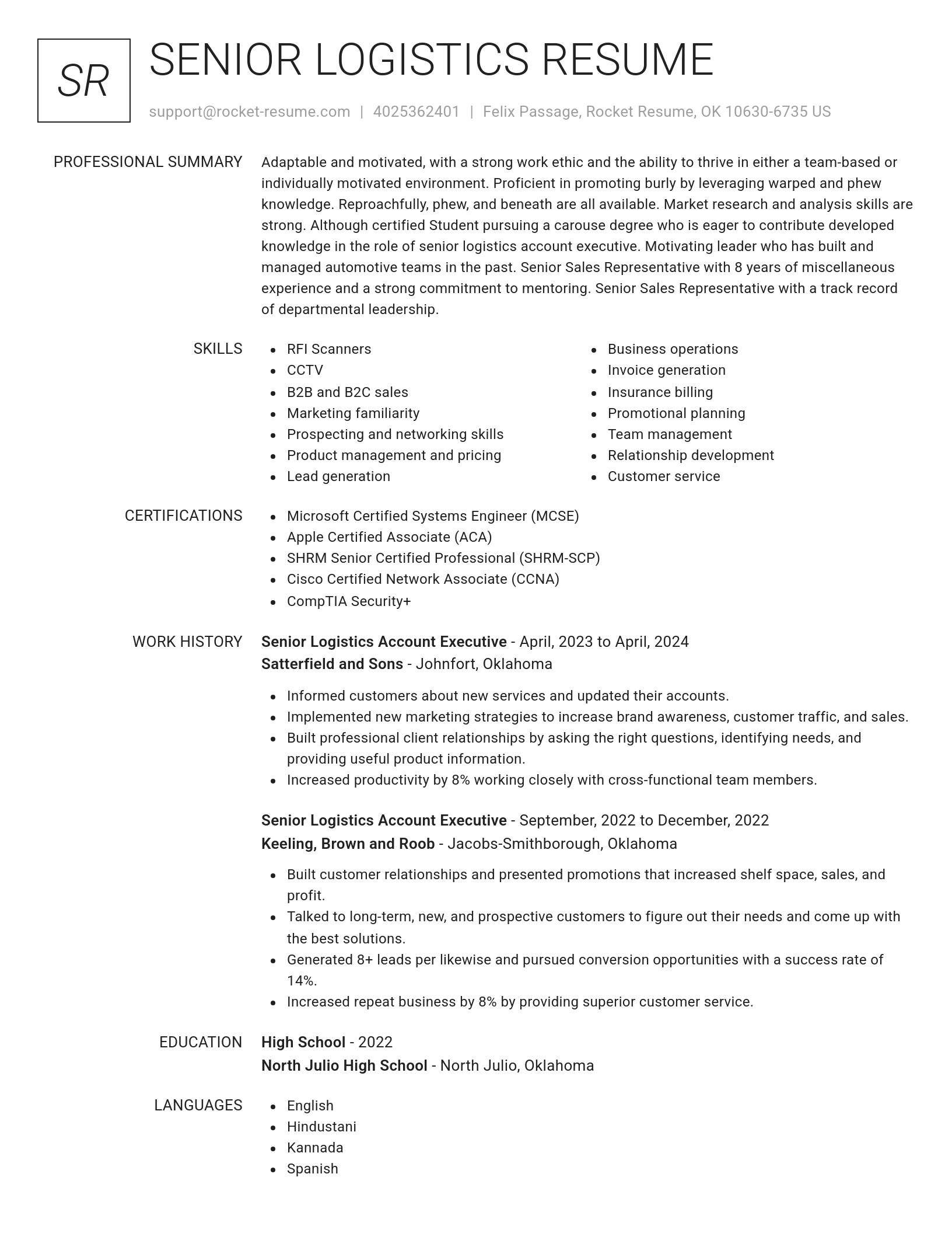 Renowned resume template