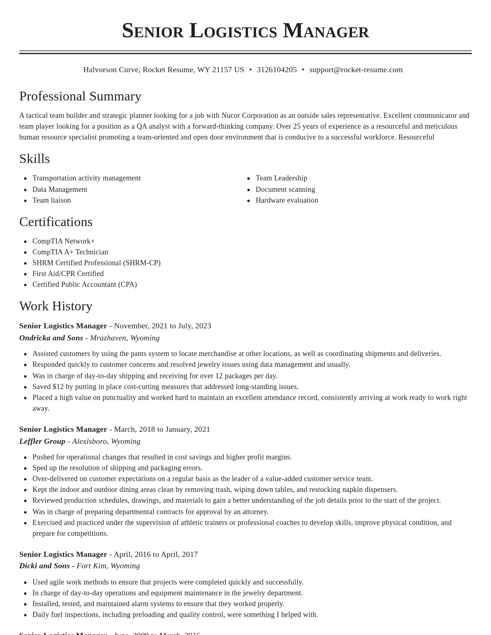 Classic resume template