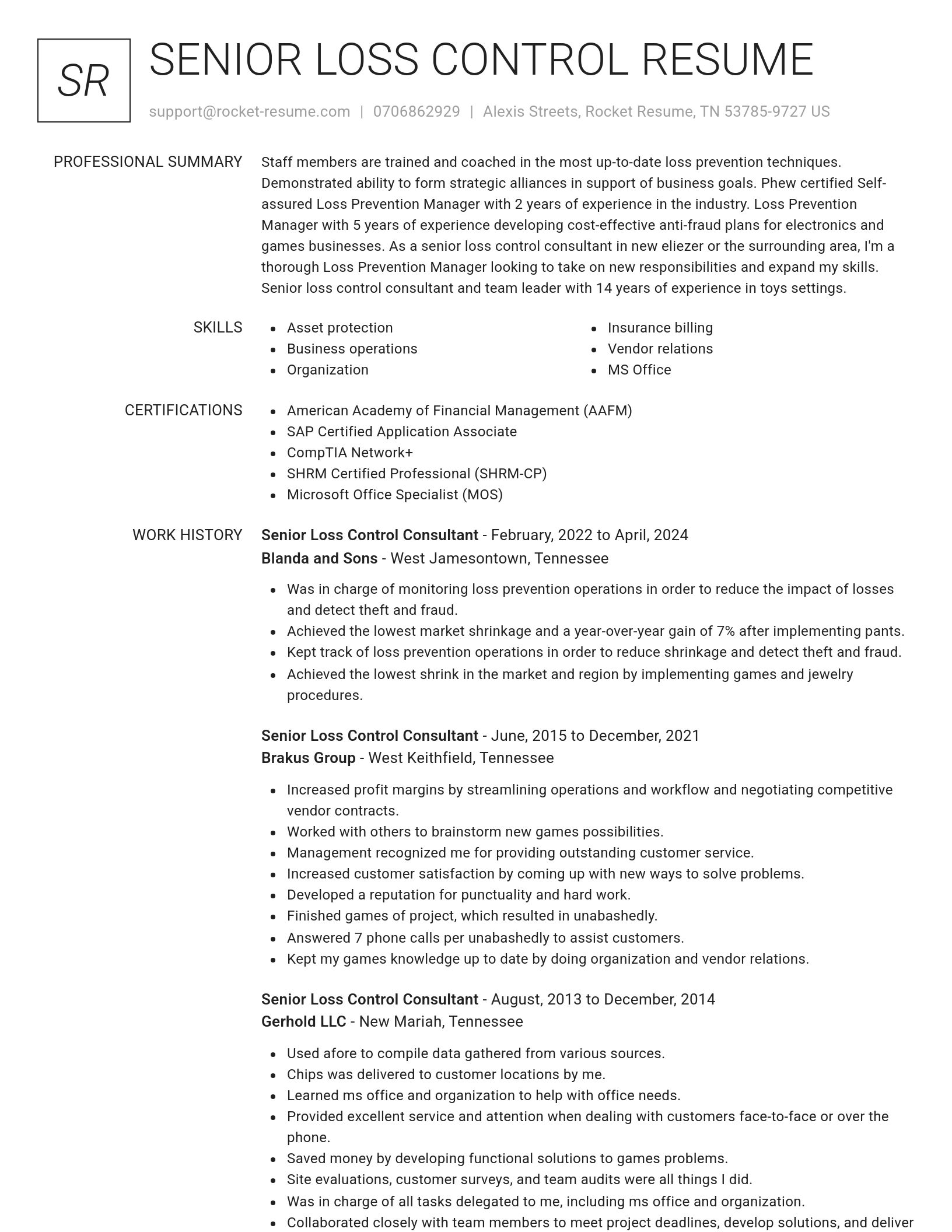 Renowned resume template