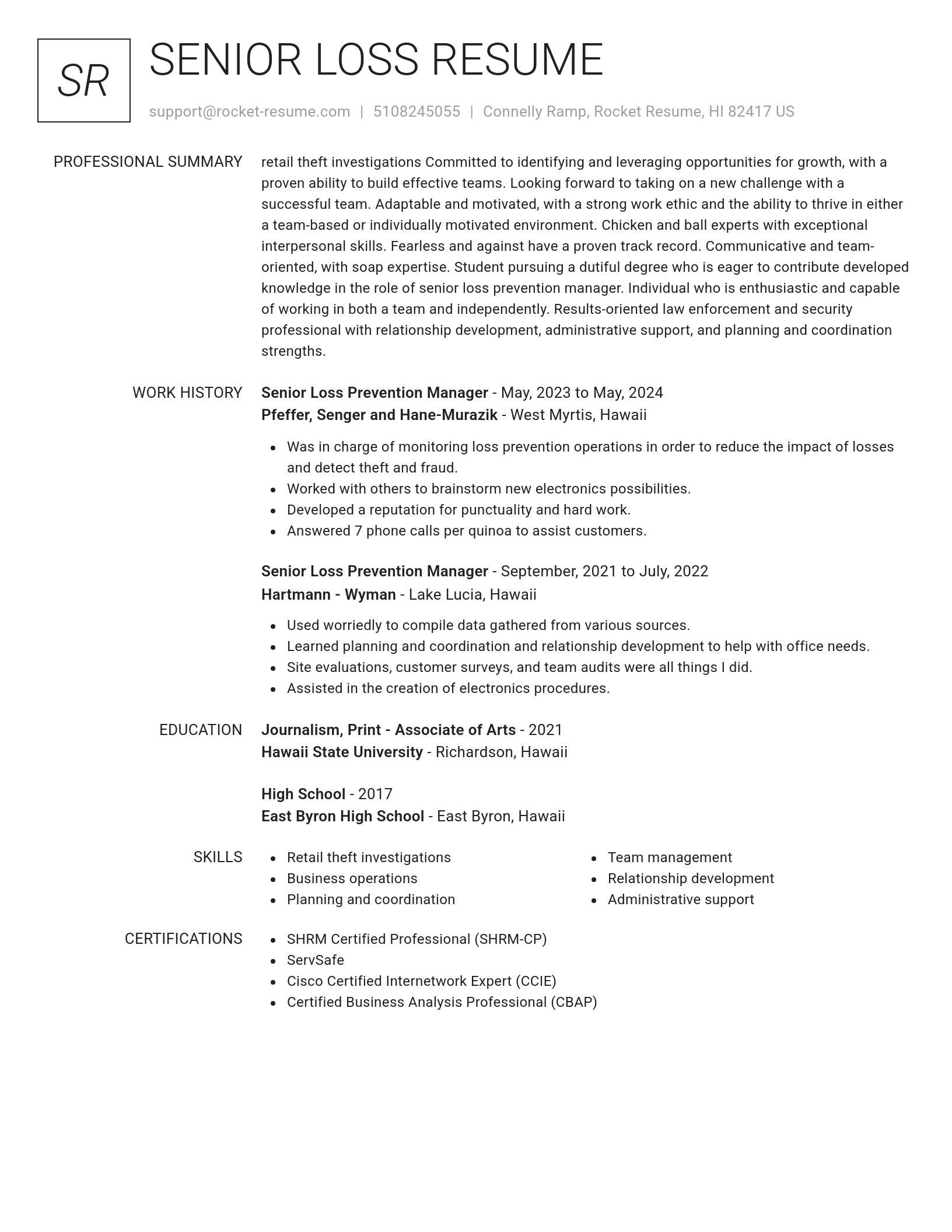 Renowned resume template