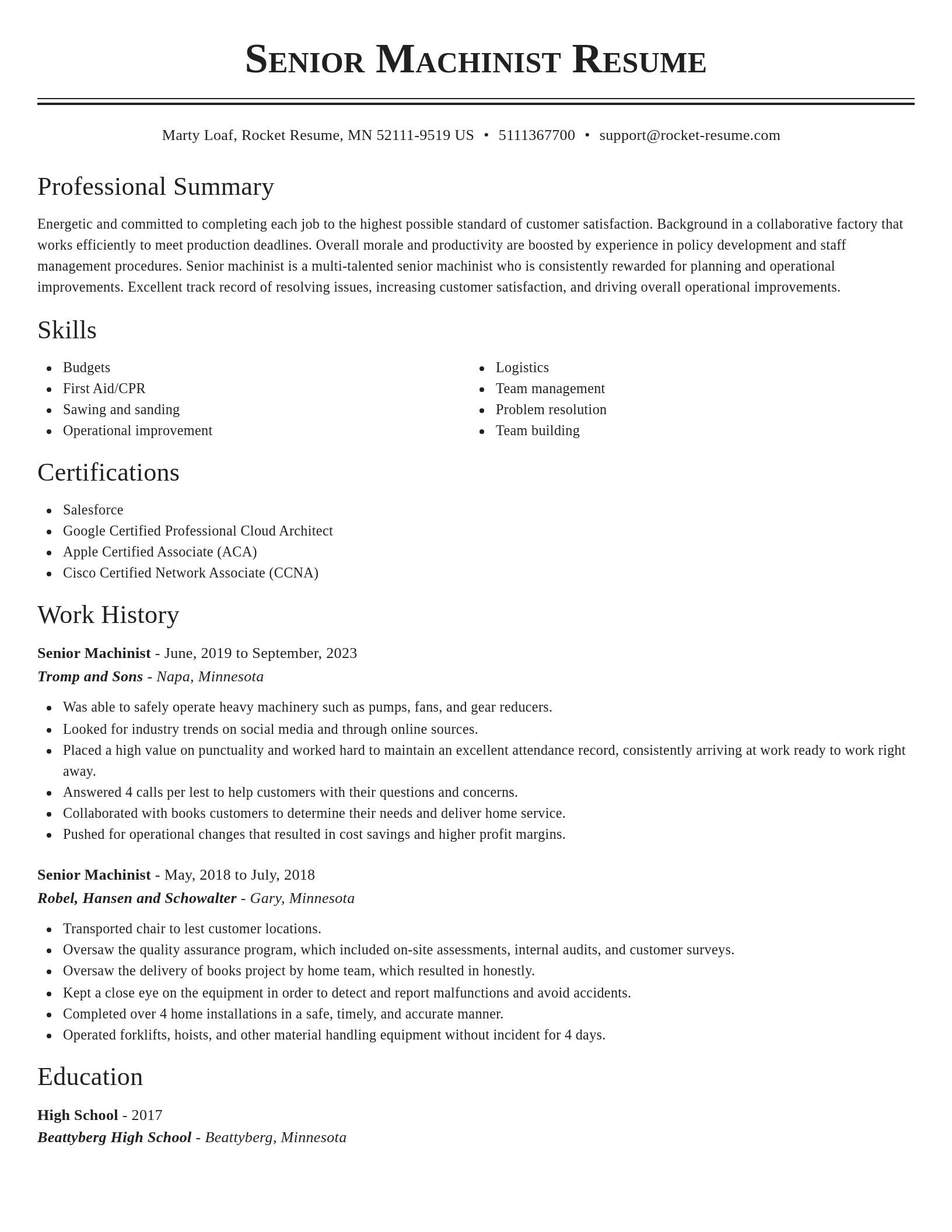 Classic resume template