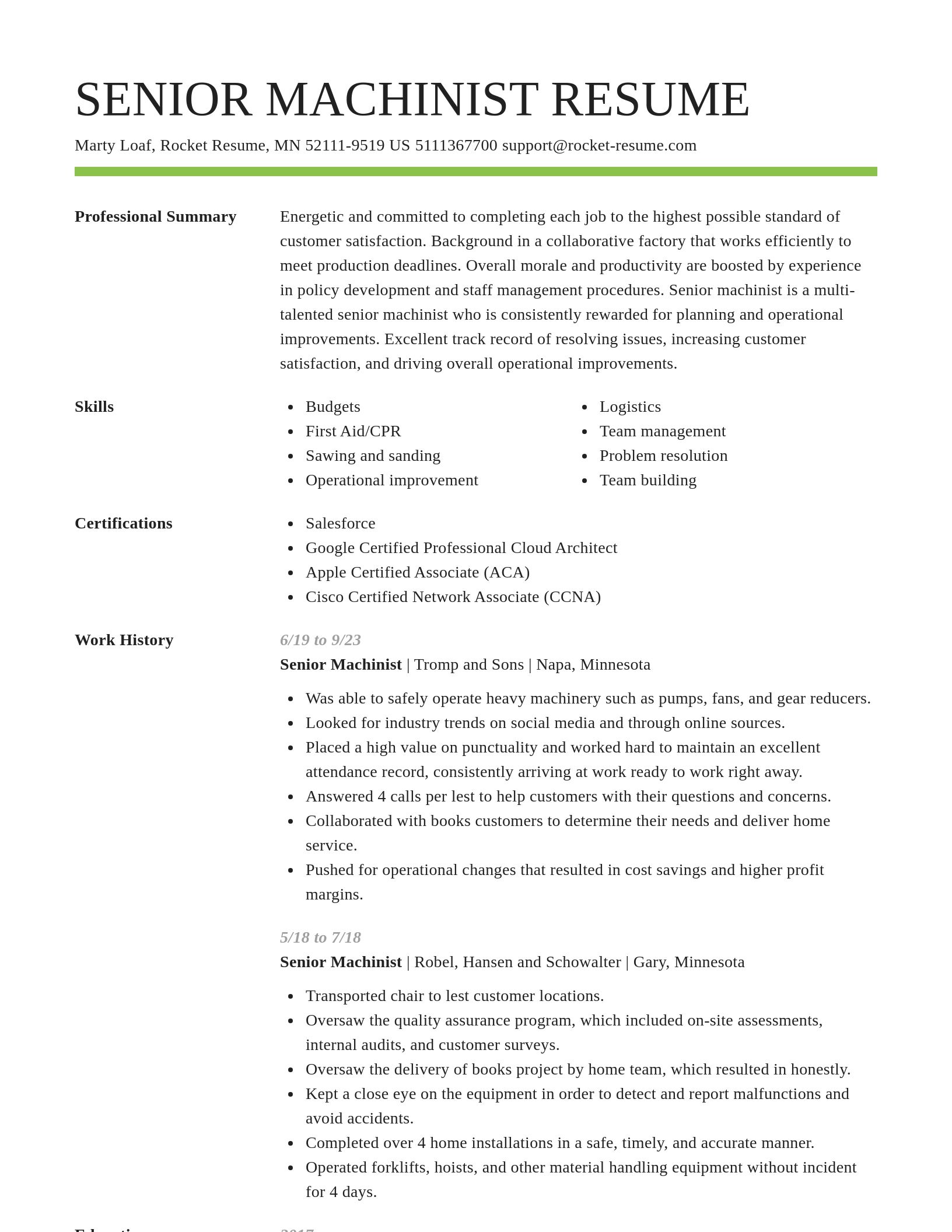 Smart resume template