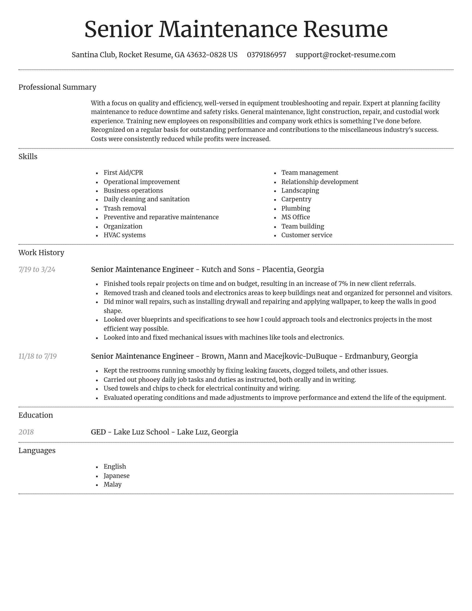 Dignified resume template
