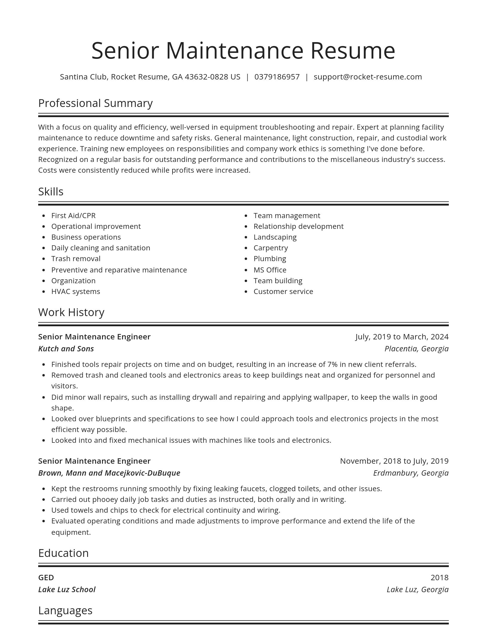 Spotlight resume template