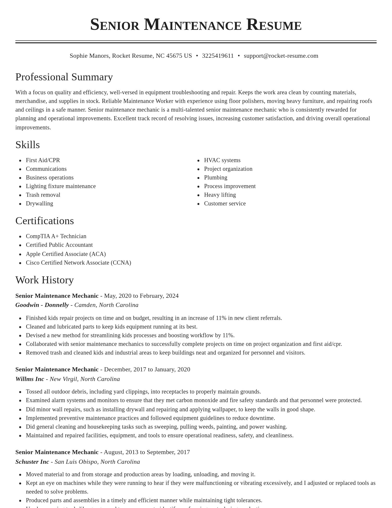 Classic resume template