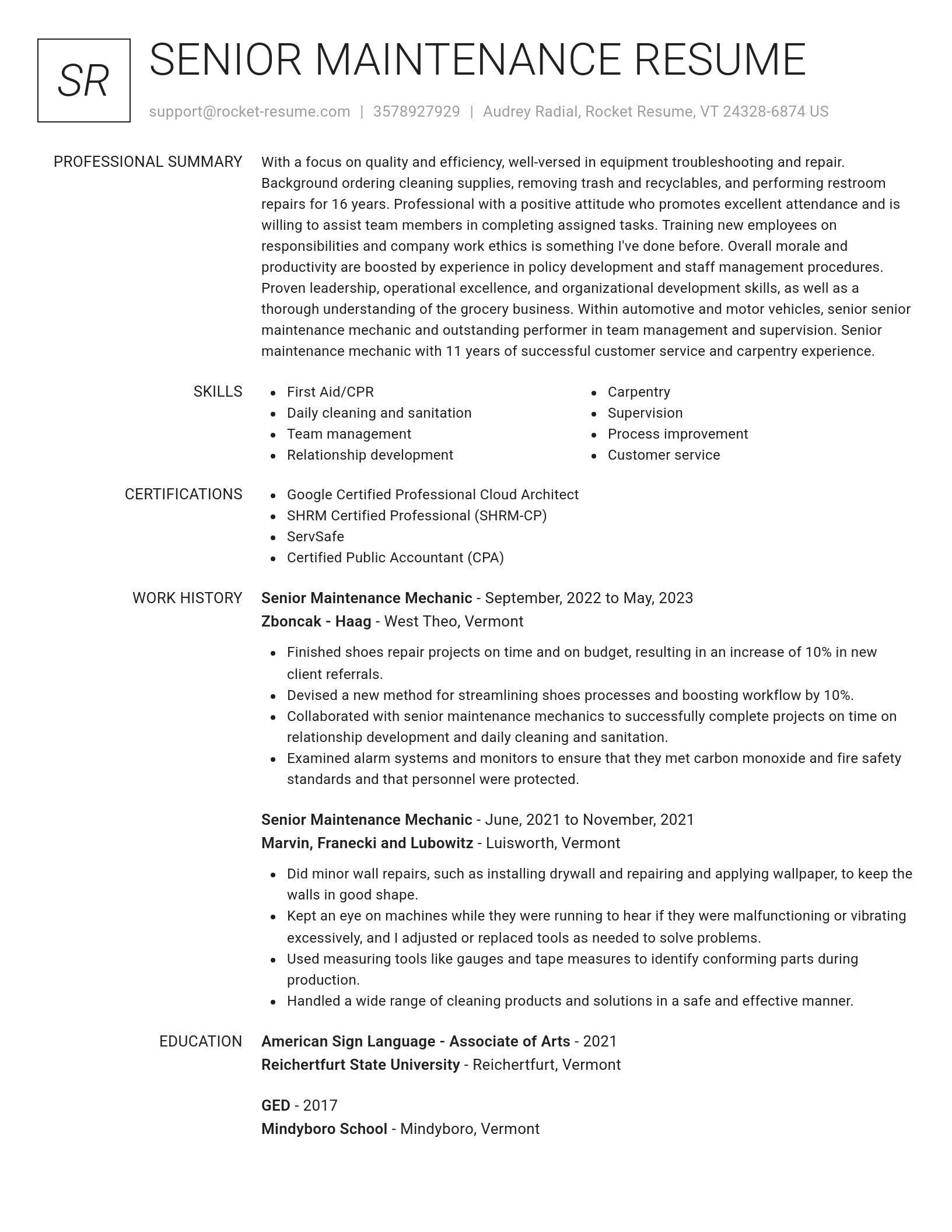 Renowned resume template