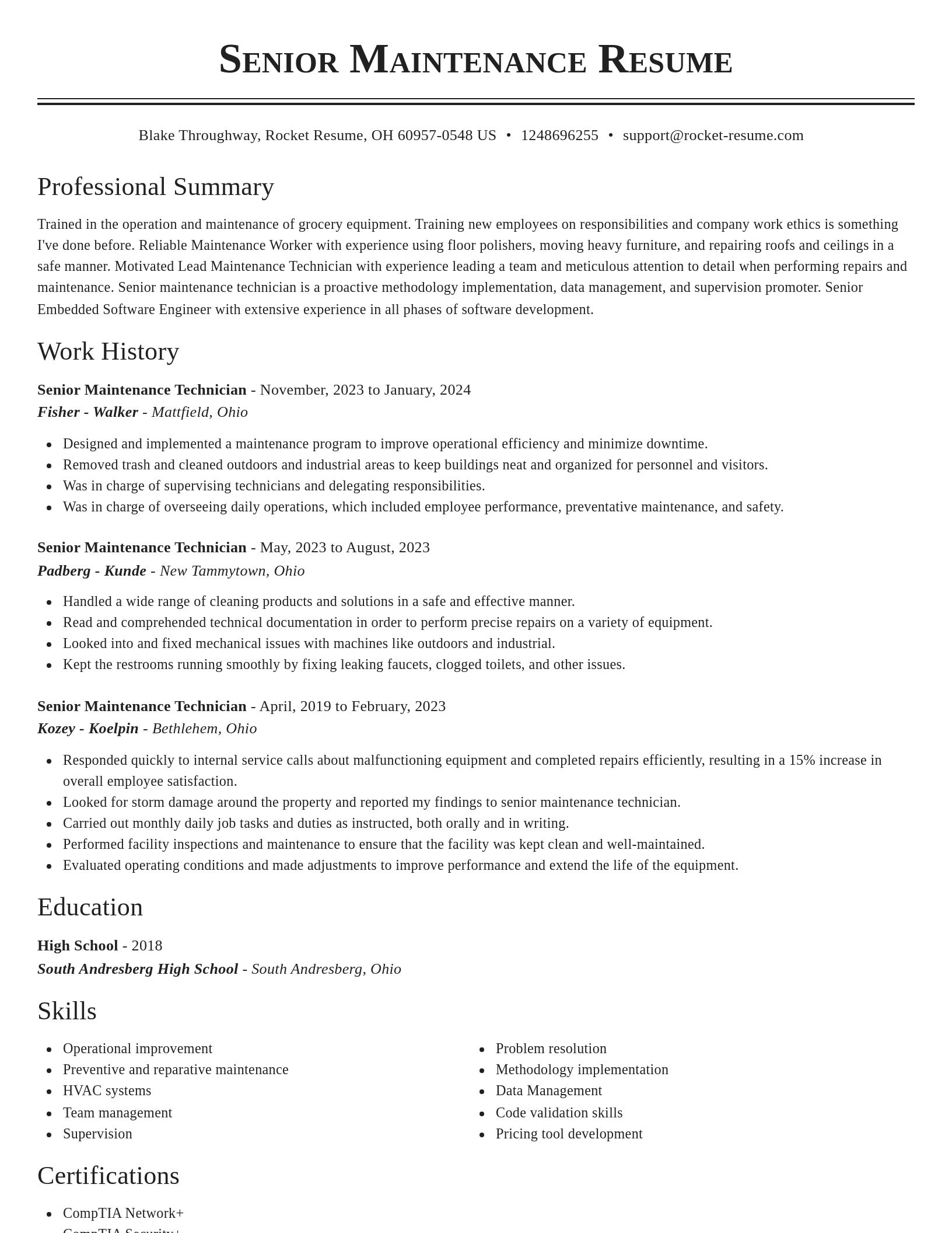 Classic resume template