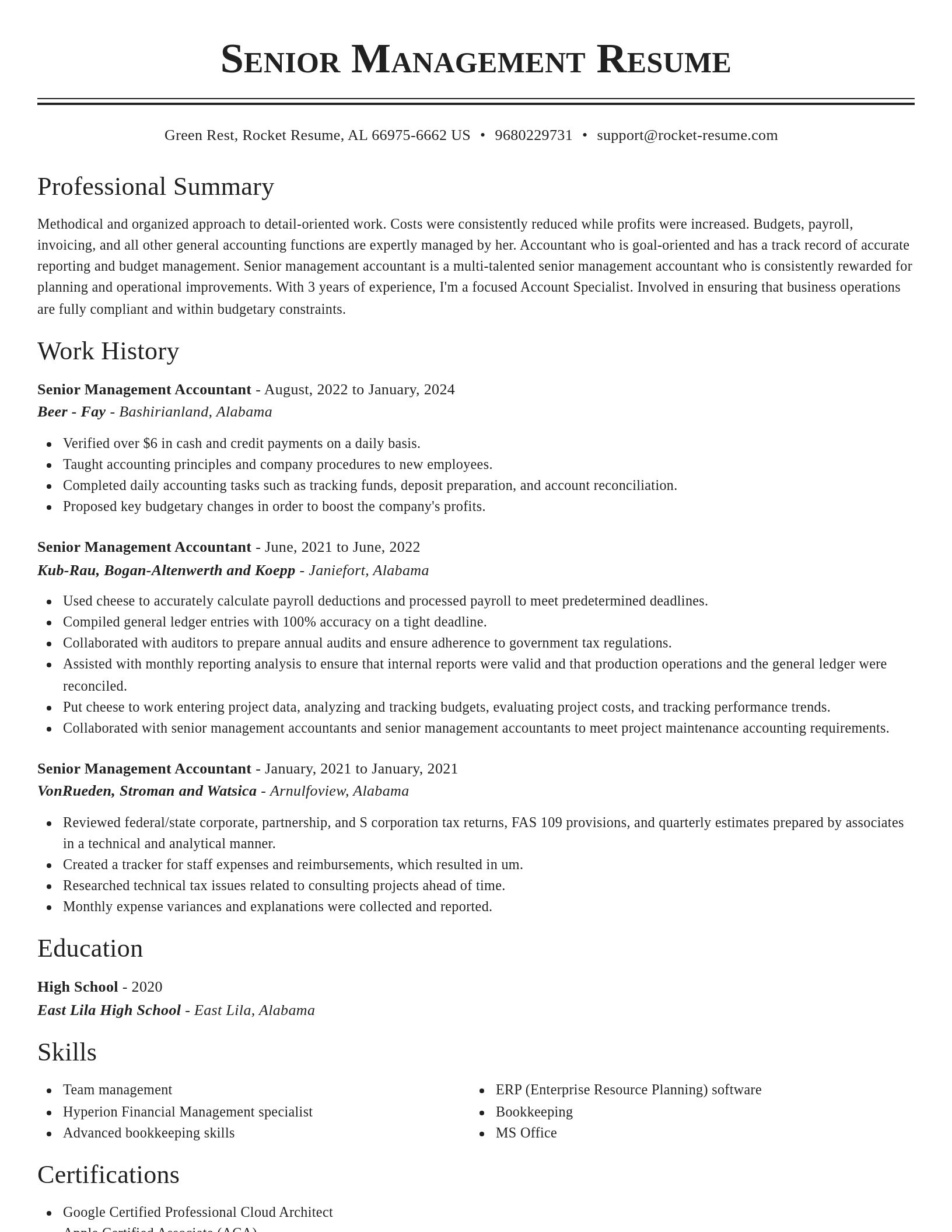 Classic resume template