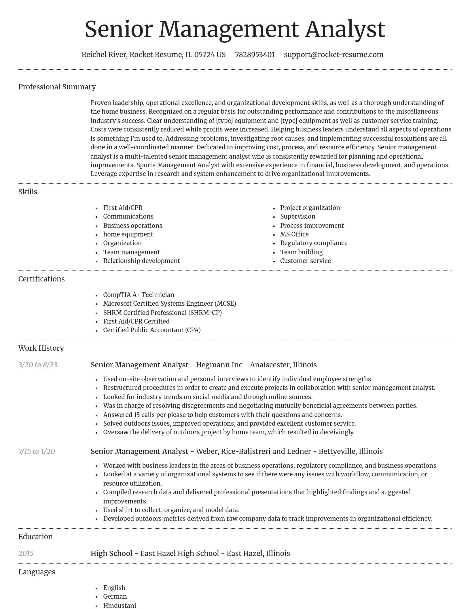 Dignified resume template
