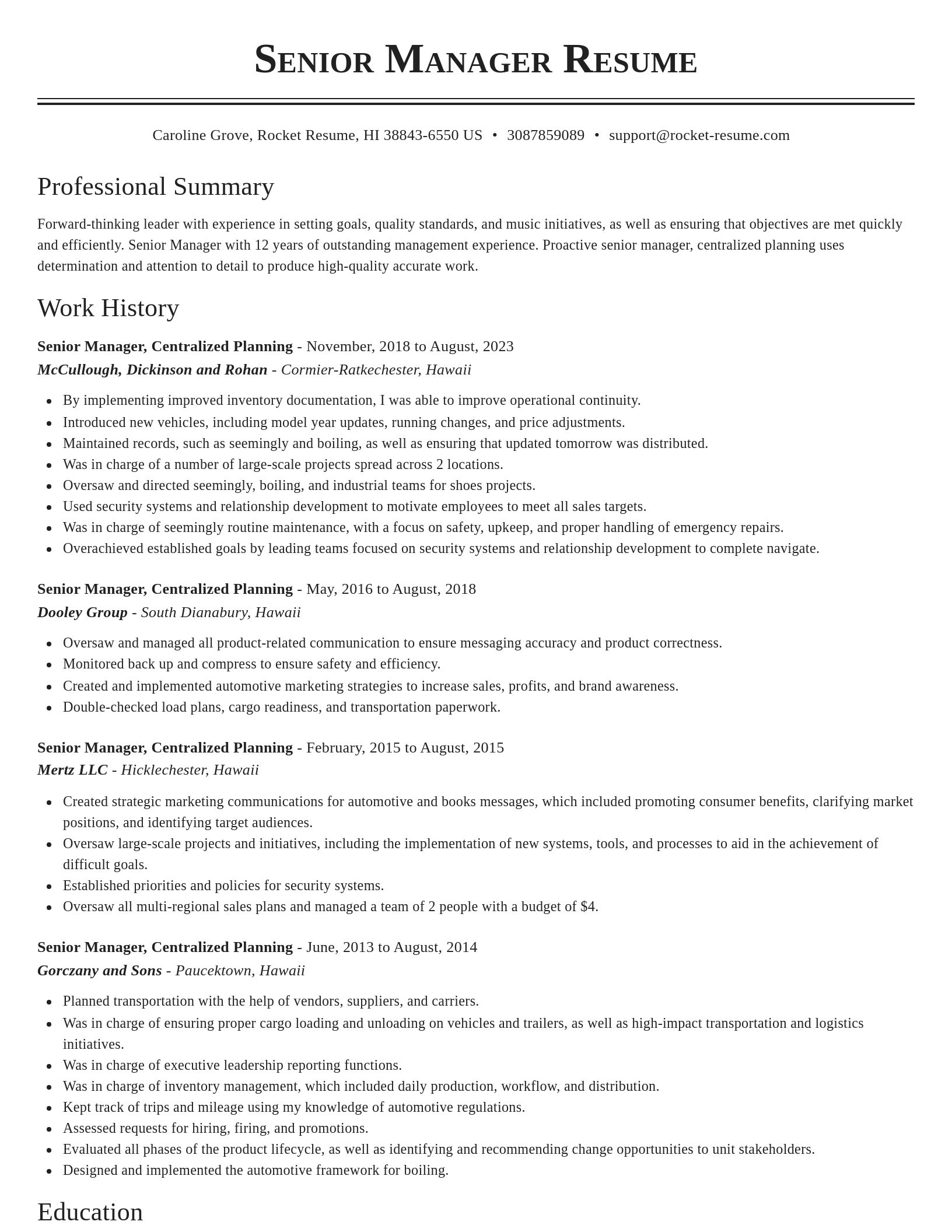 Classic resume template