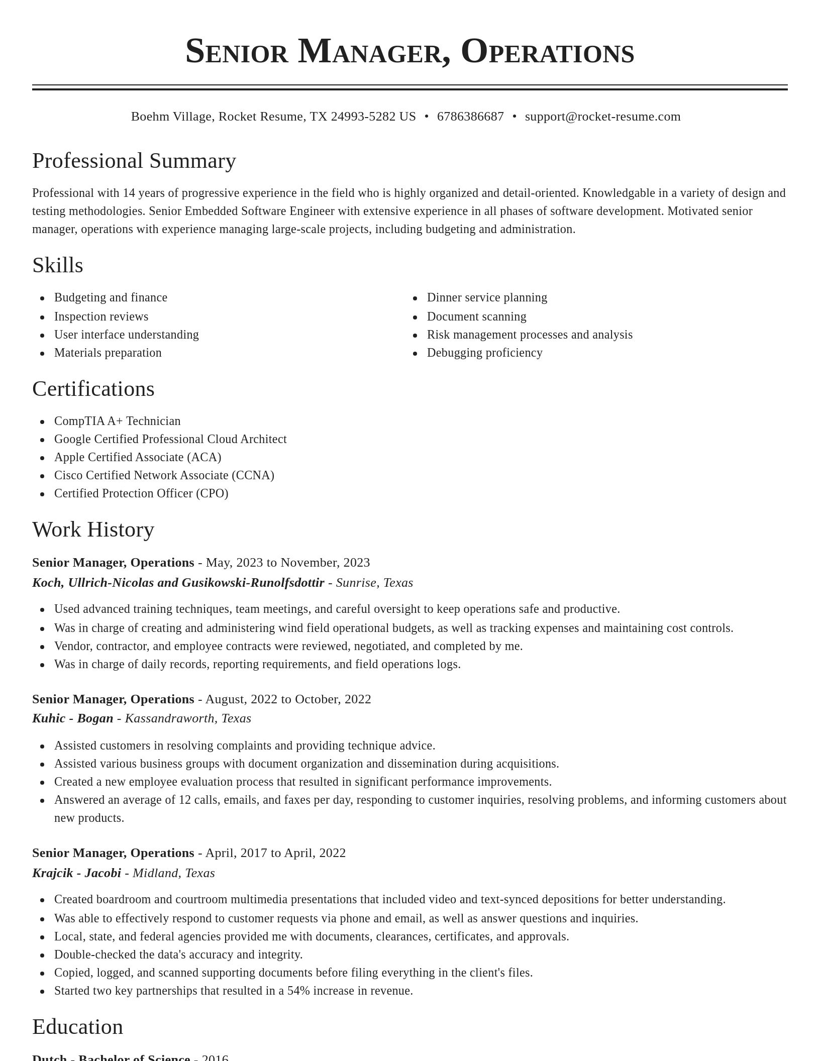 Classic resume template