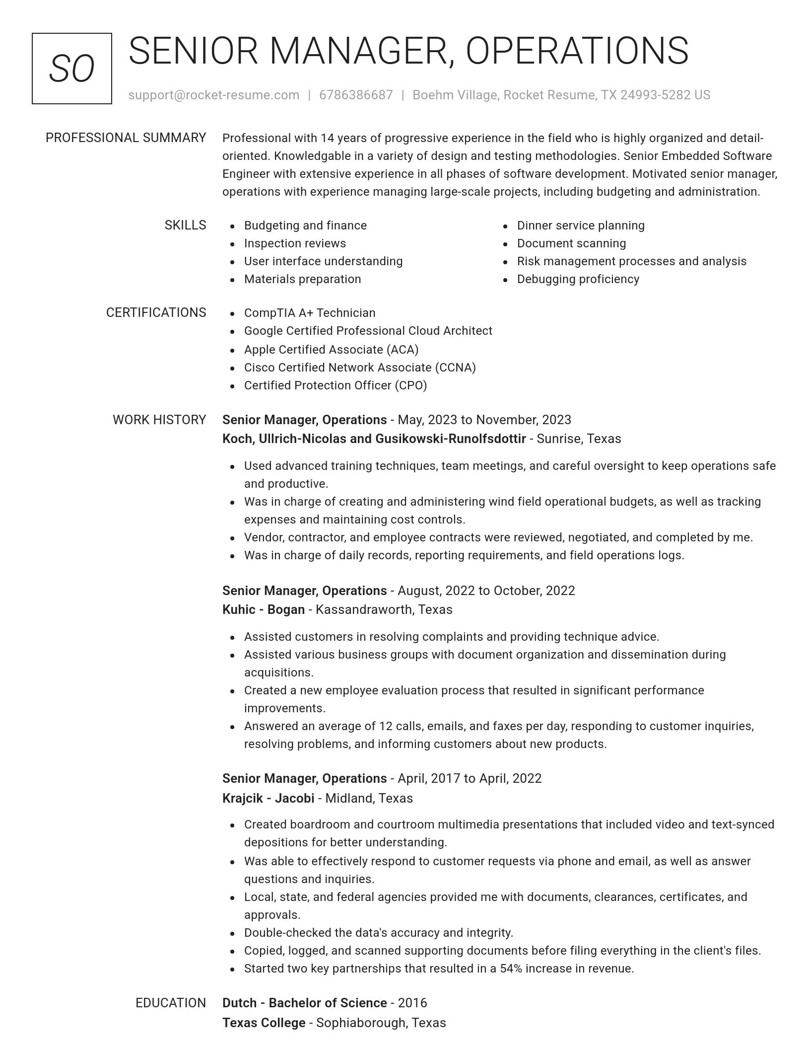 Renowned resume template