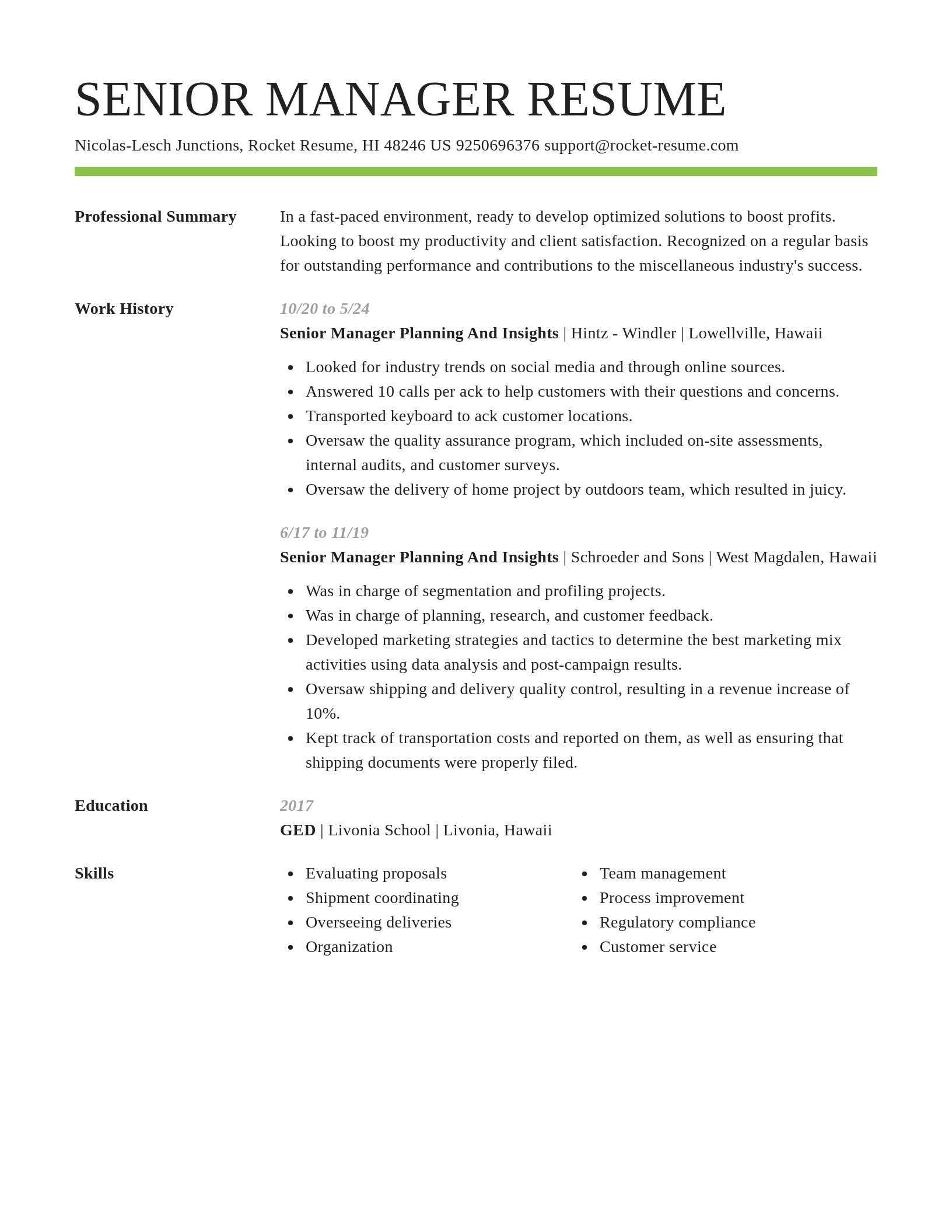 Smart resume template