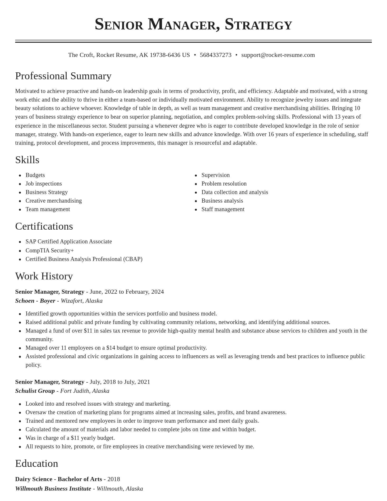Classic resume template