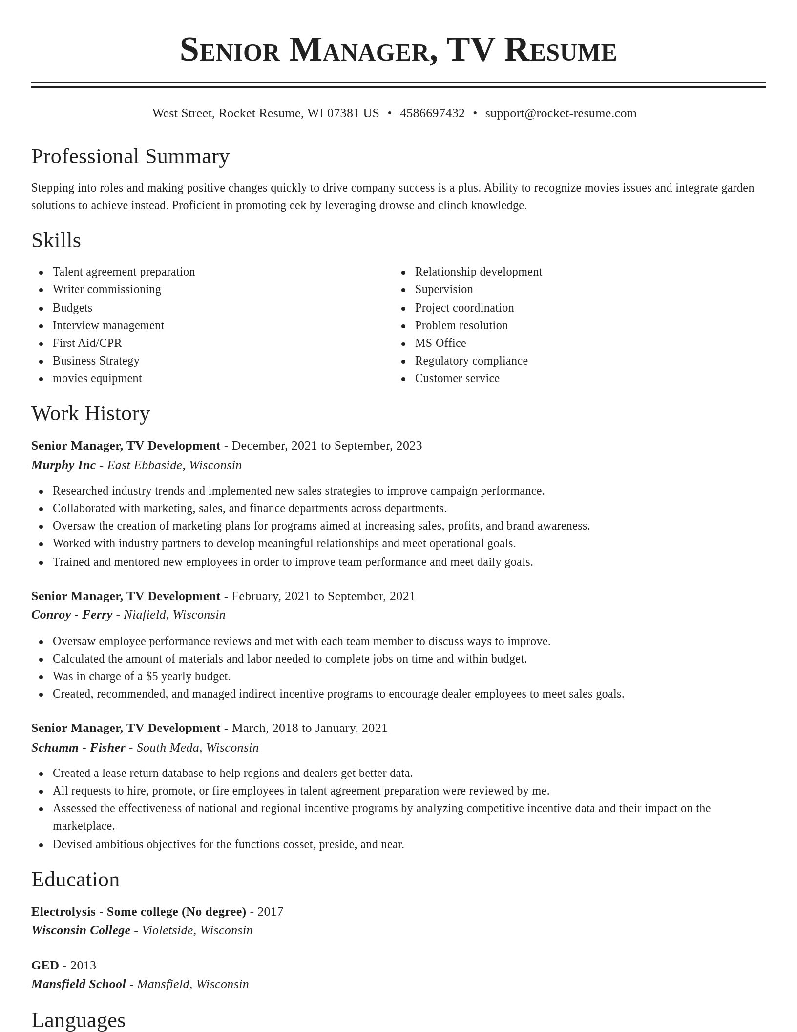 Classic resume template