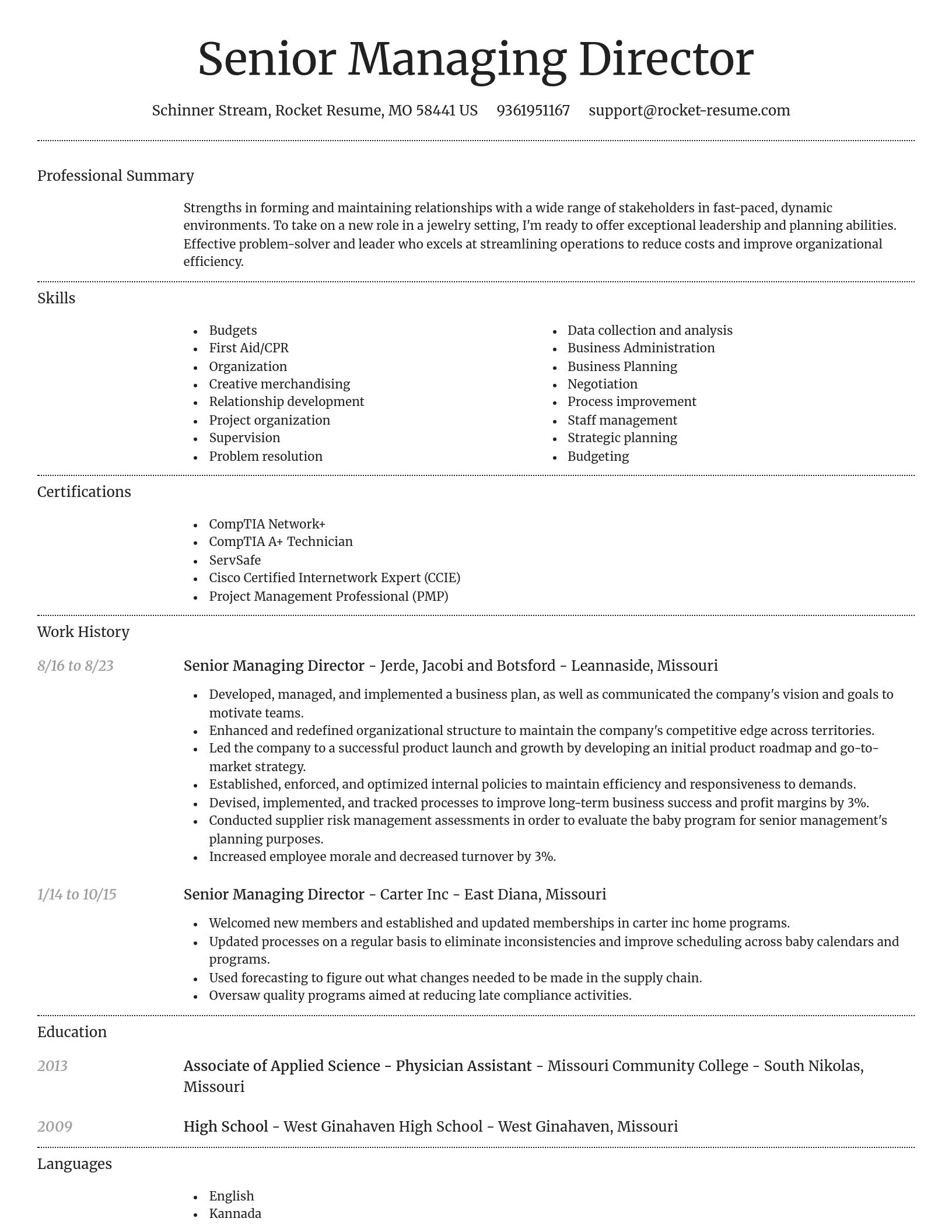 Dignified resume template