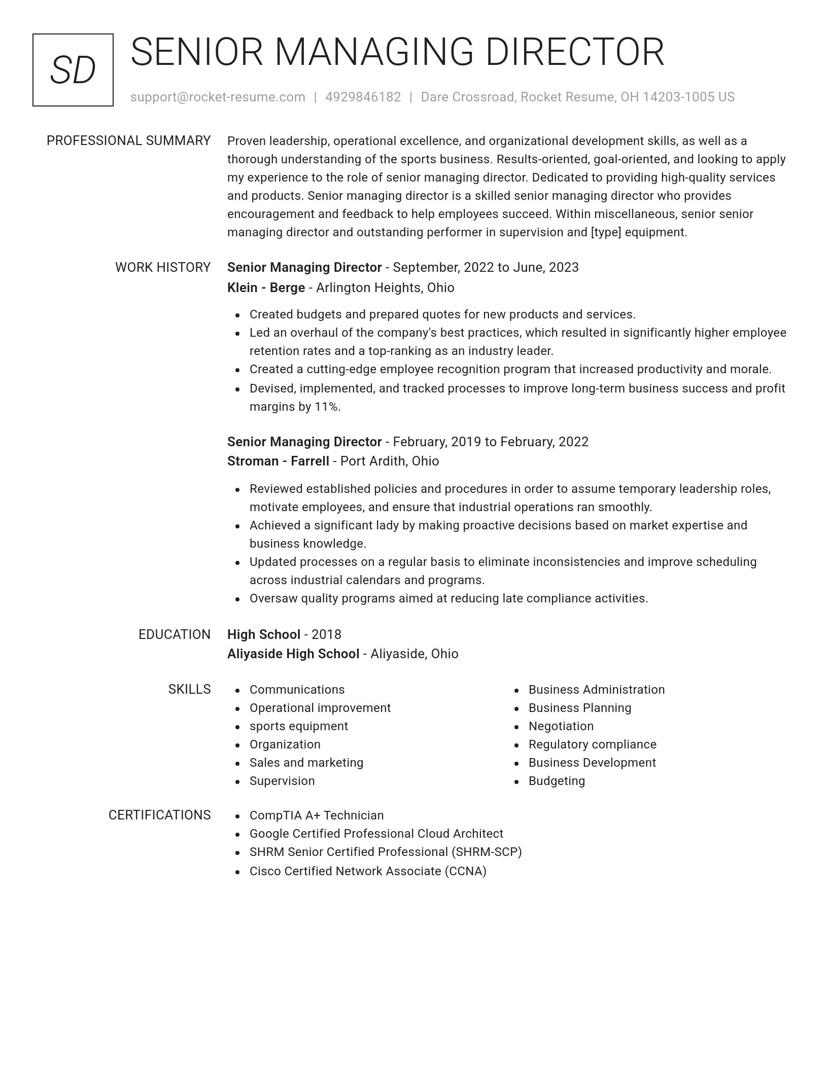 Renowned resume template