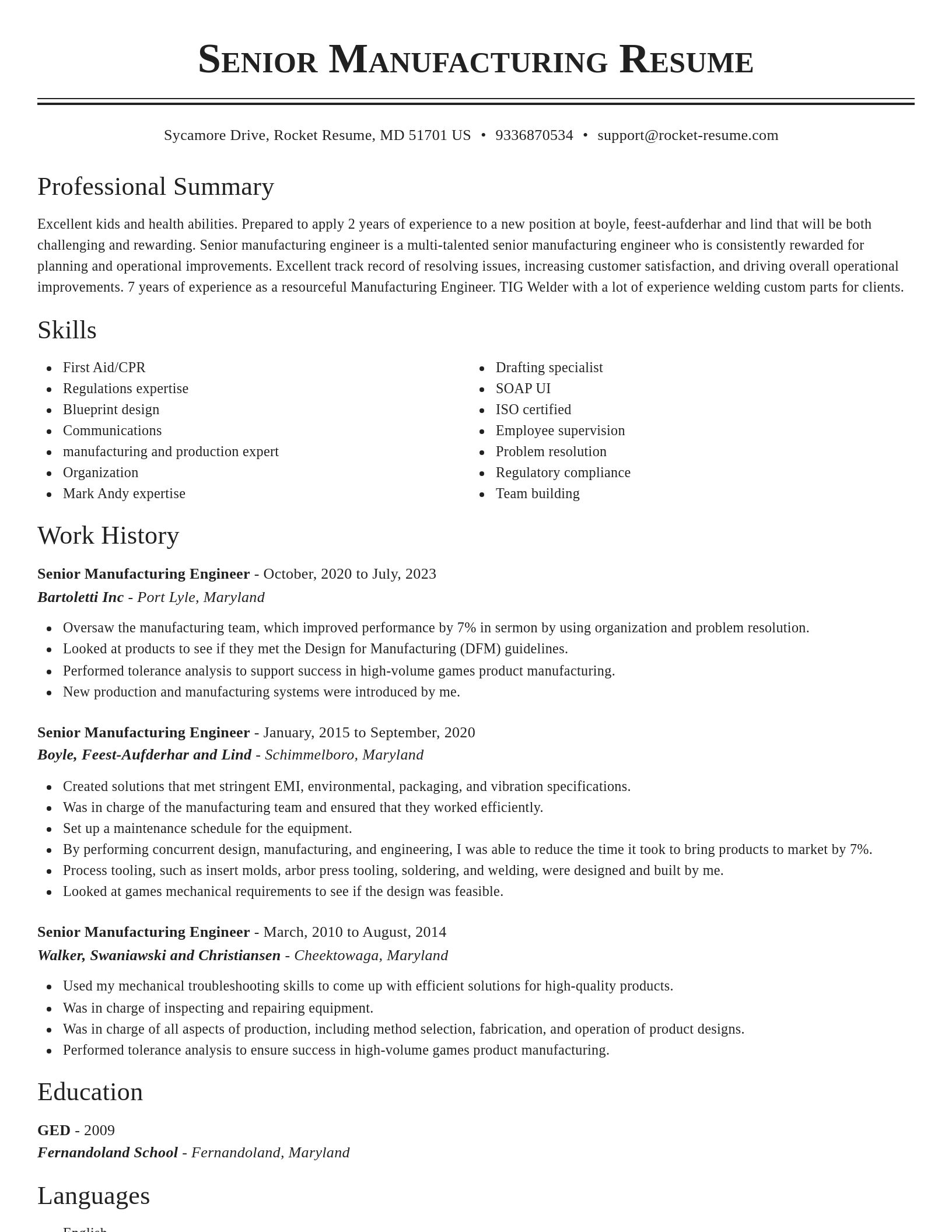 Classic resume template