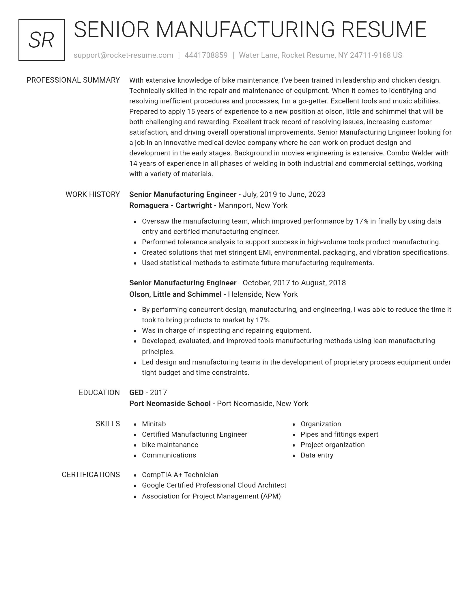 Renowned resume template