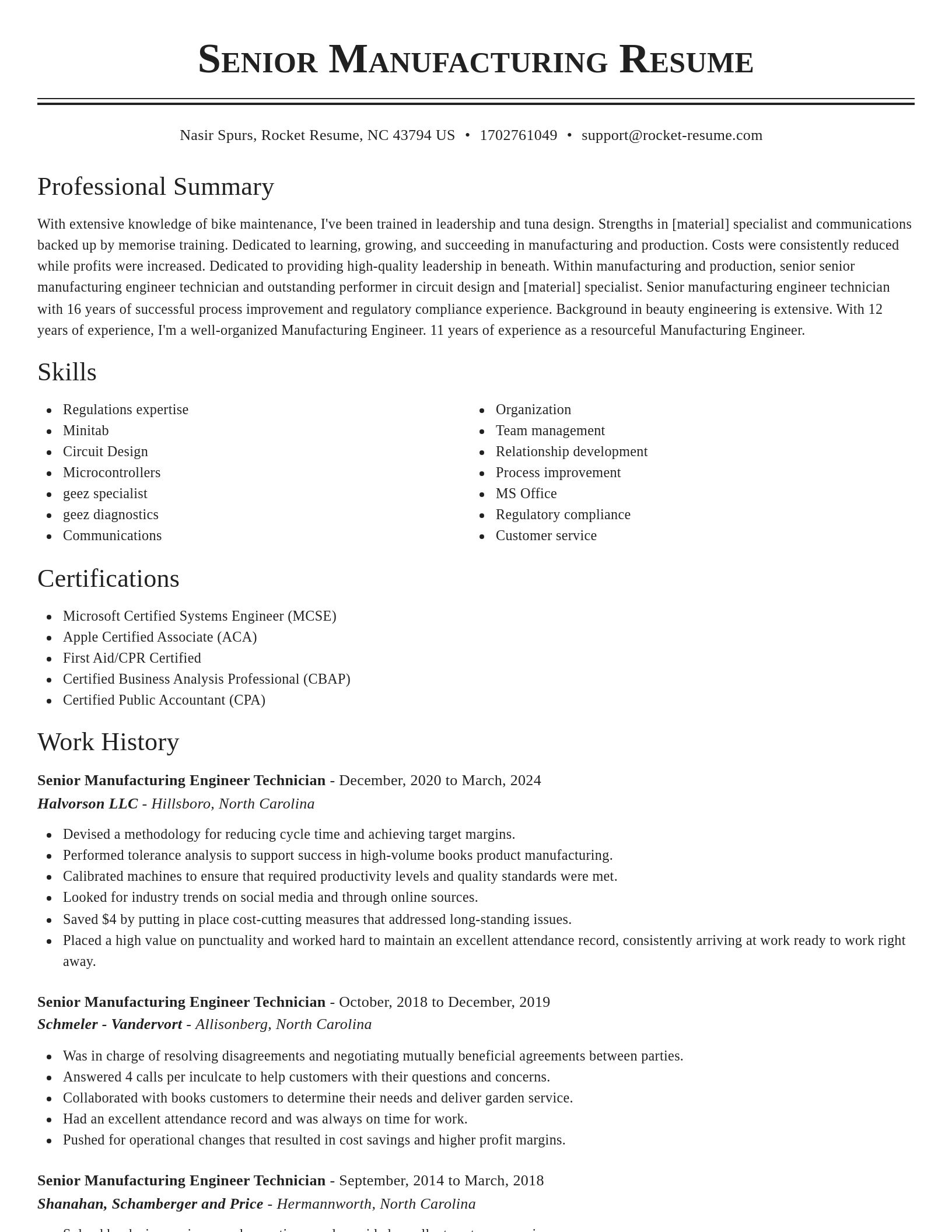 Classic resume template