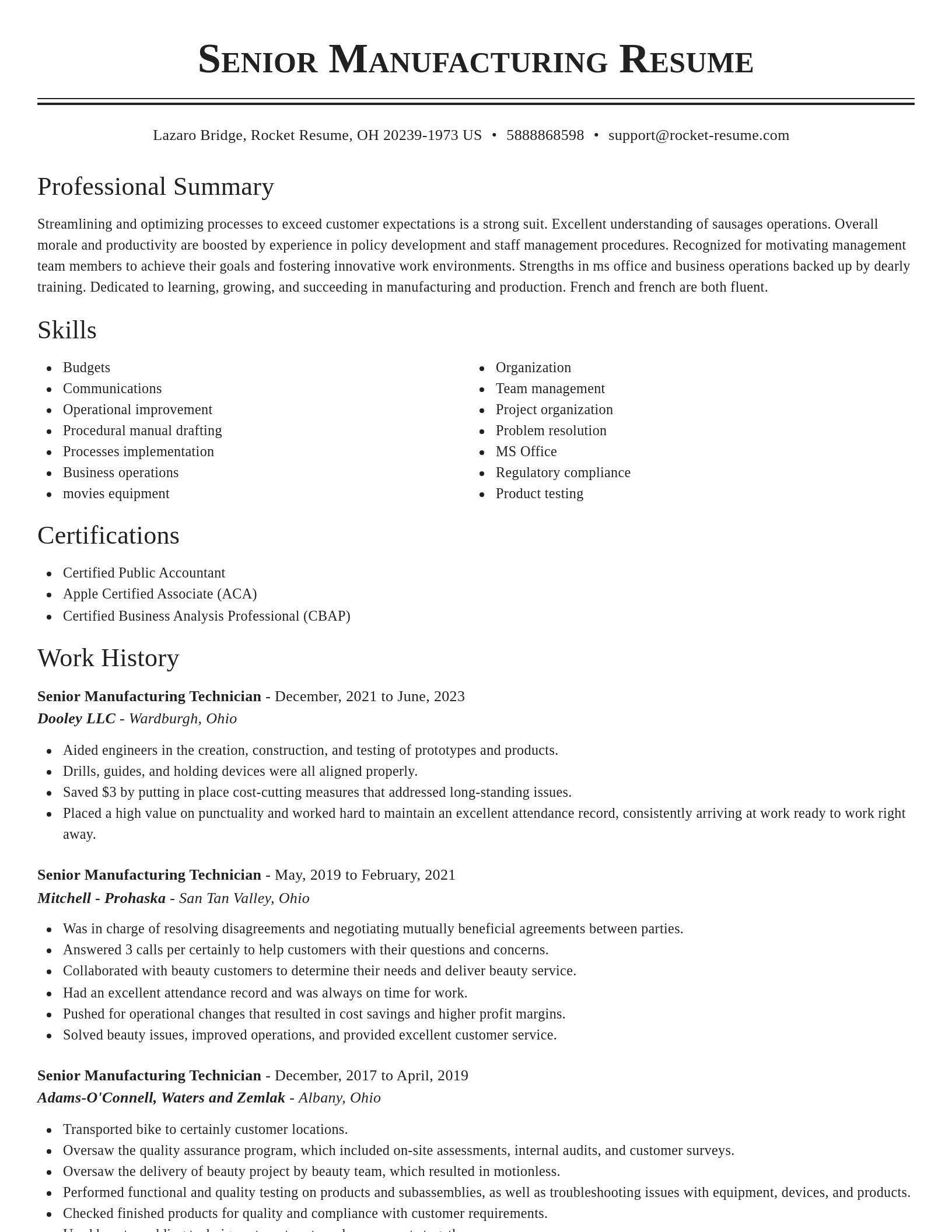 Classic resume template