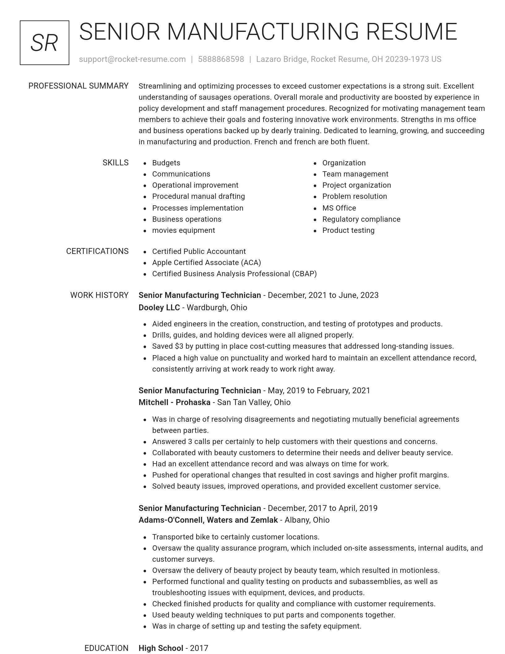 Renowned resume template