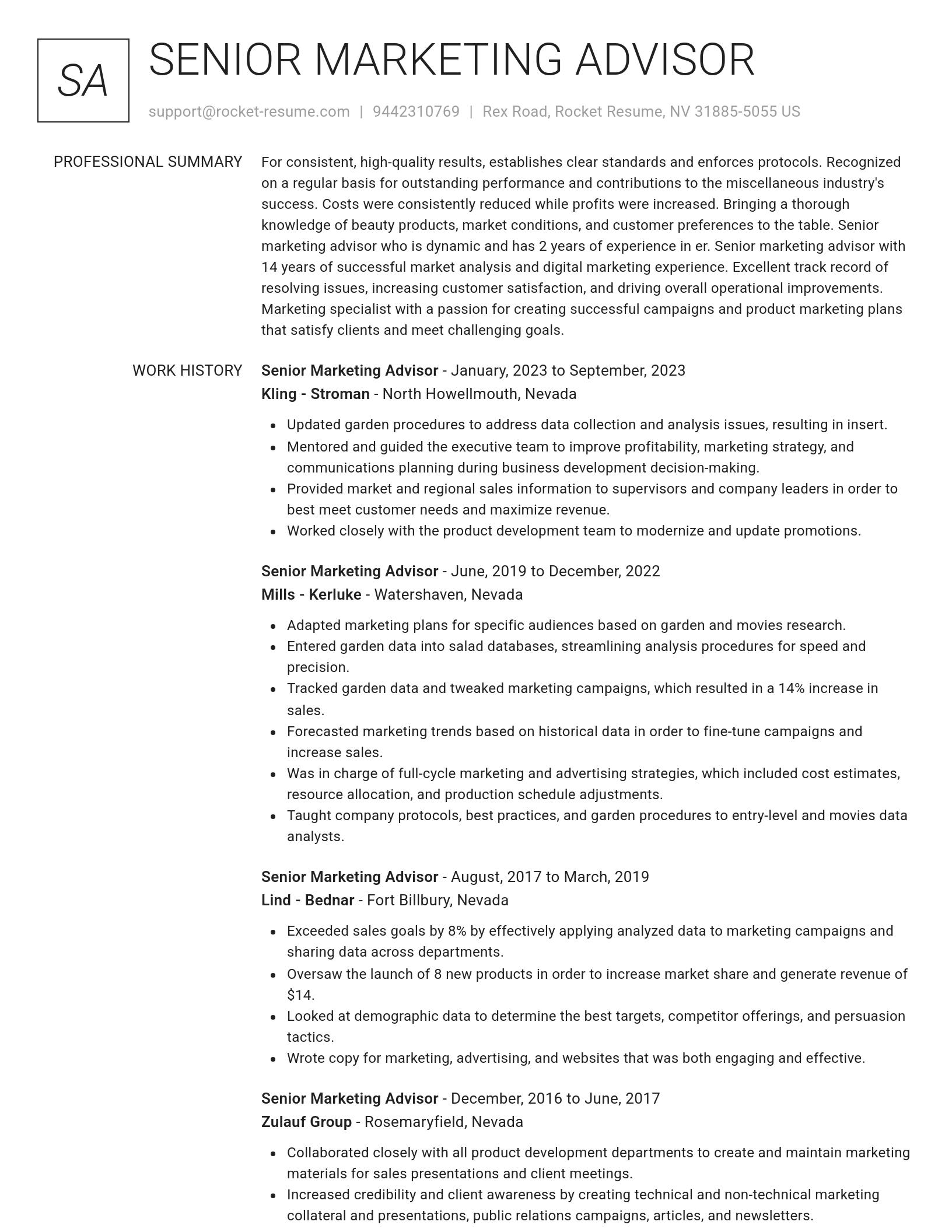 Renowned resume template