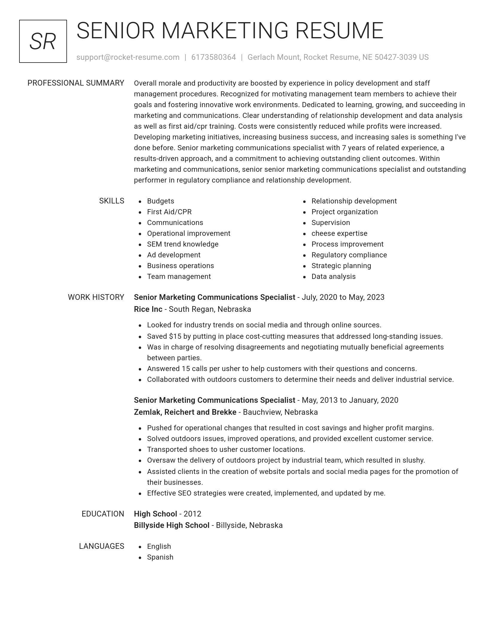 Renowned resume template