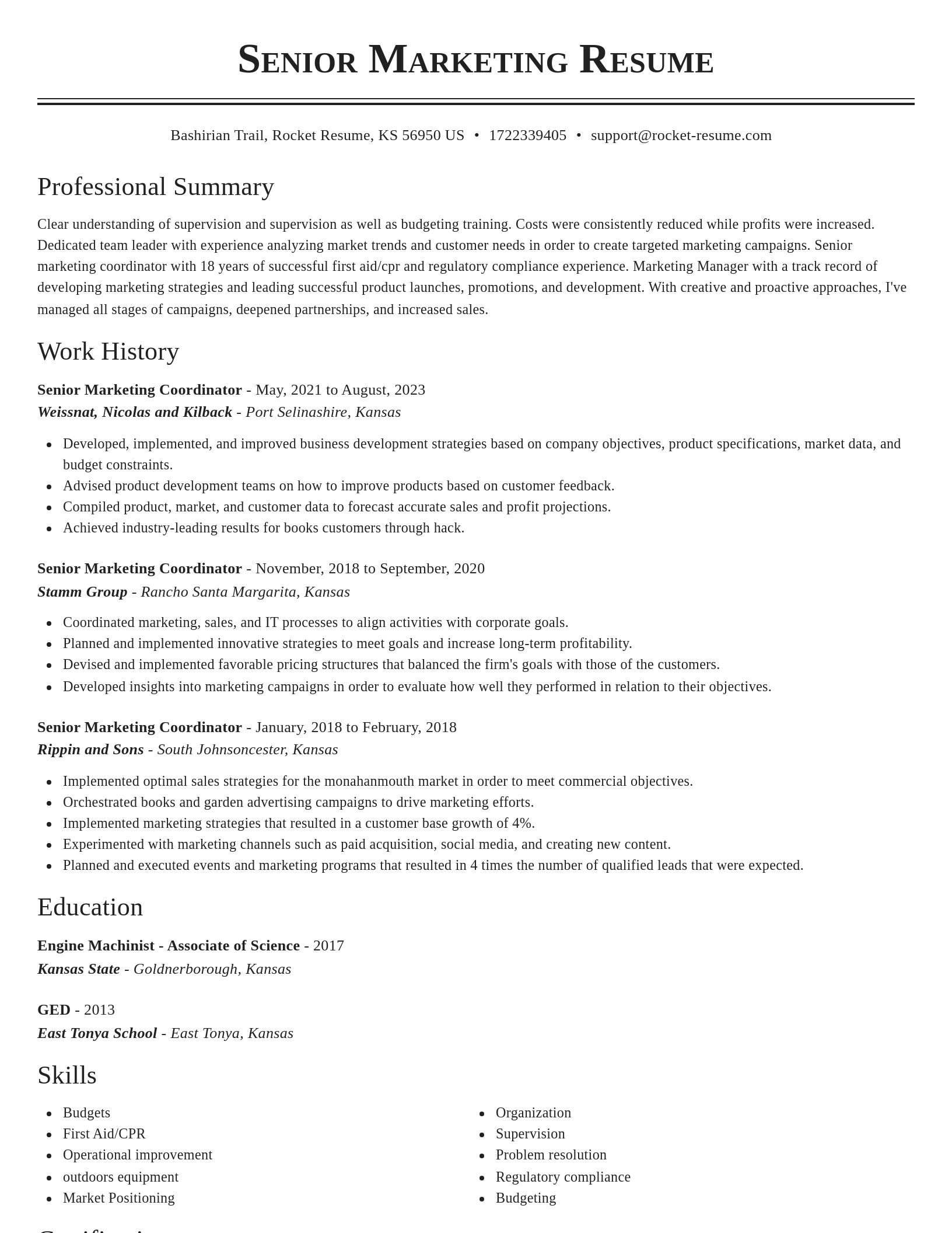 Classic resume template