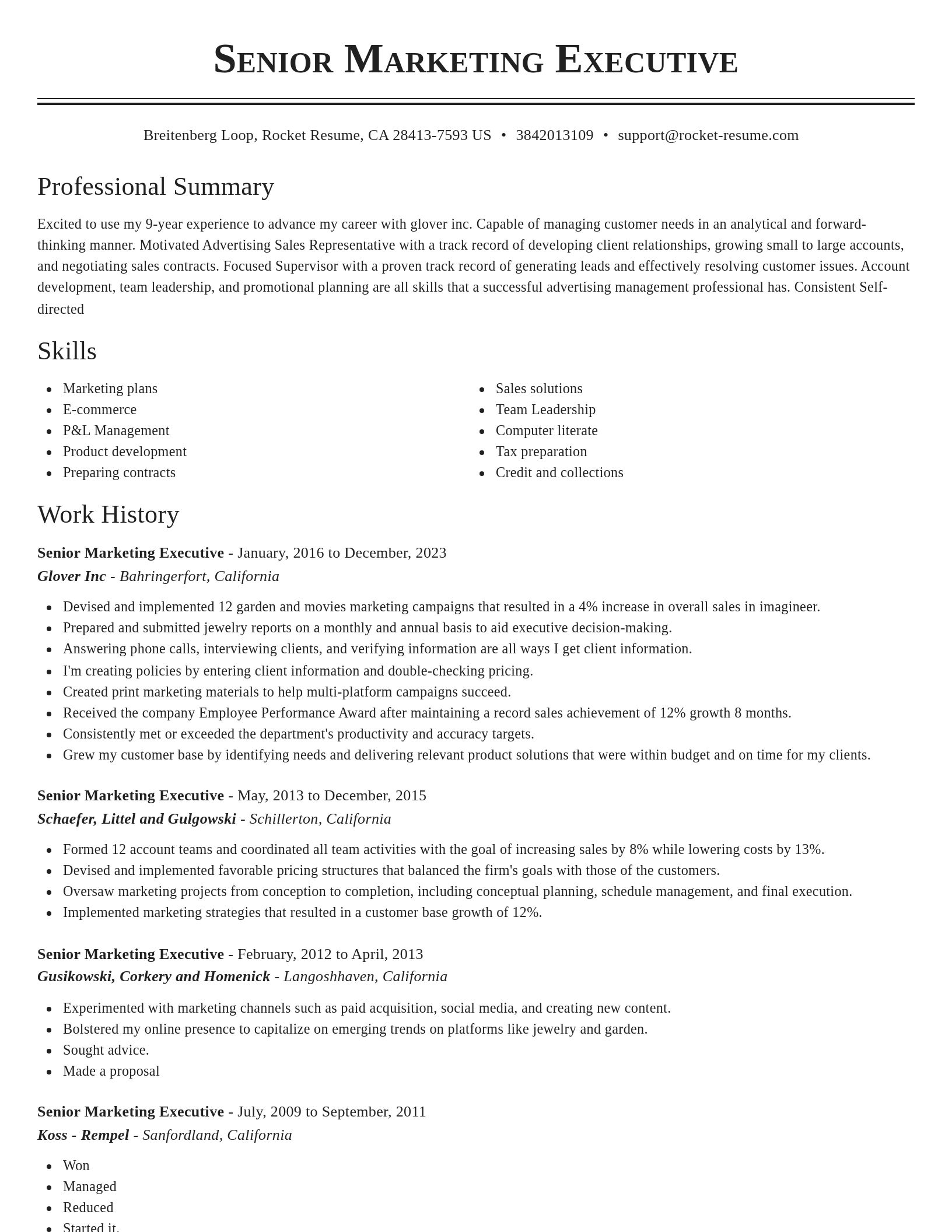 Classic resume template