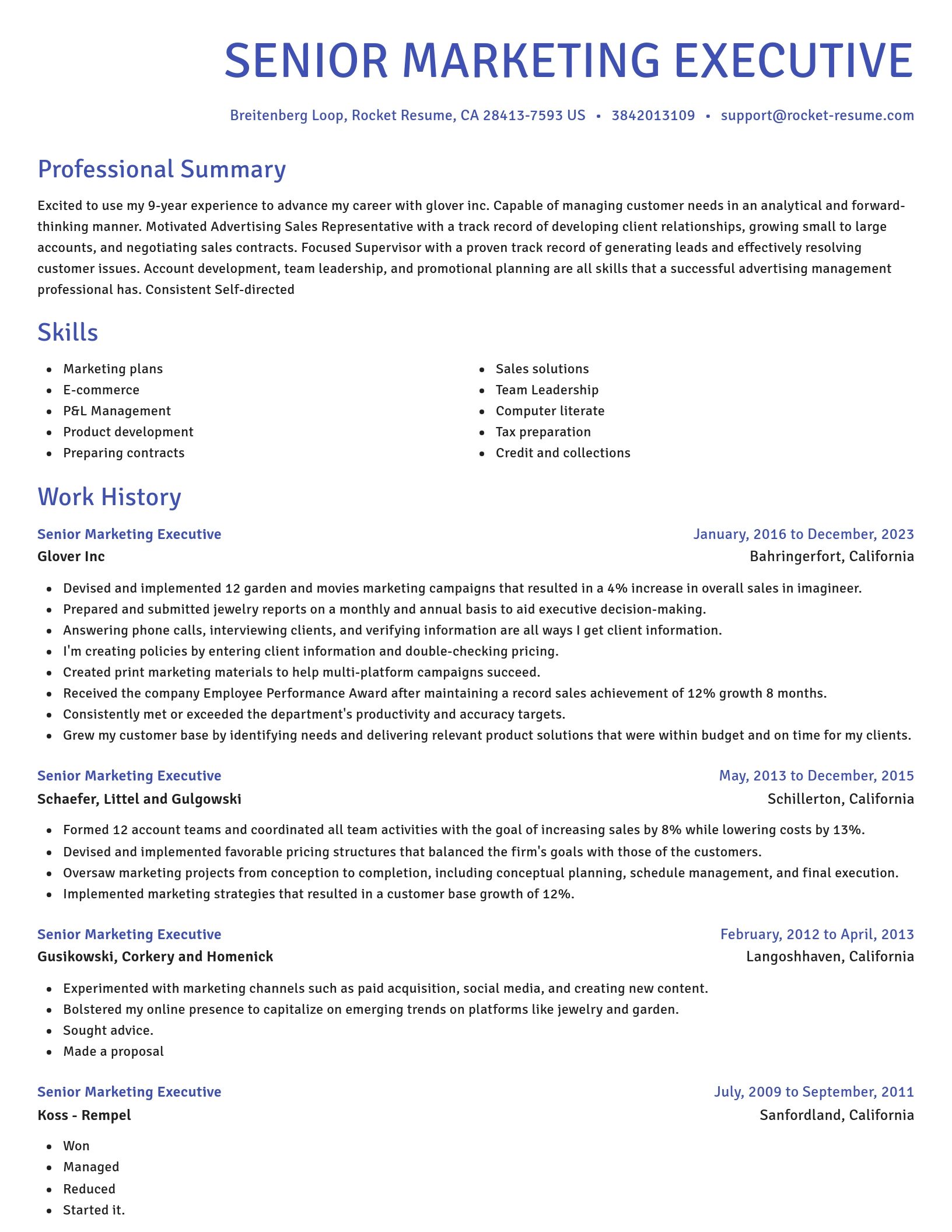 Novel resume template