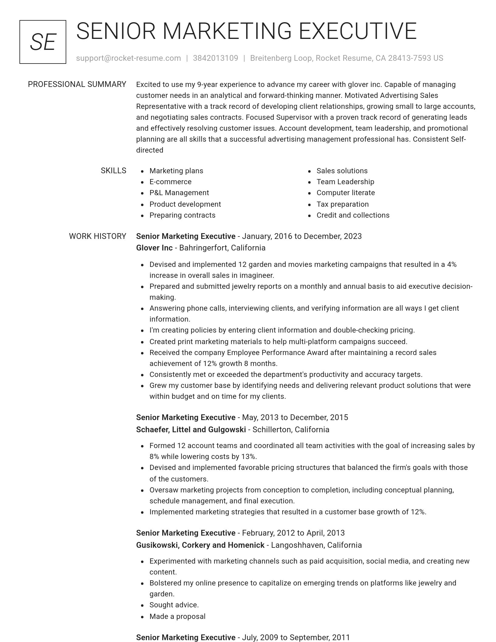 Renowned resume template